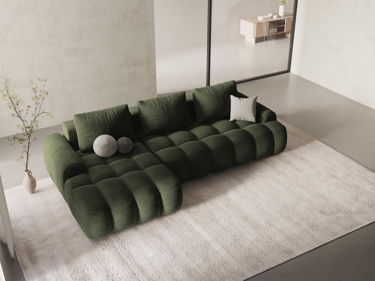 Entdecken Sie das elegante Linz Velour Ecksofa links mit Schlaffunktion und Stauraumbox – der perfekte 3-Sitzer für Ihr stilvolles Wohnzimmer!