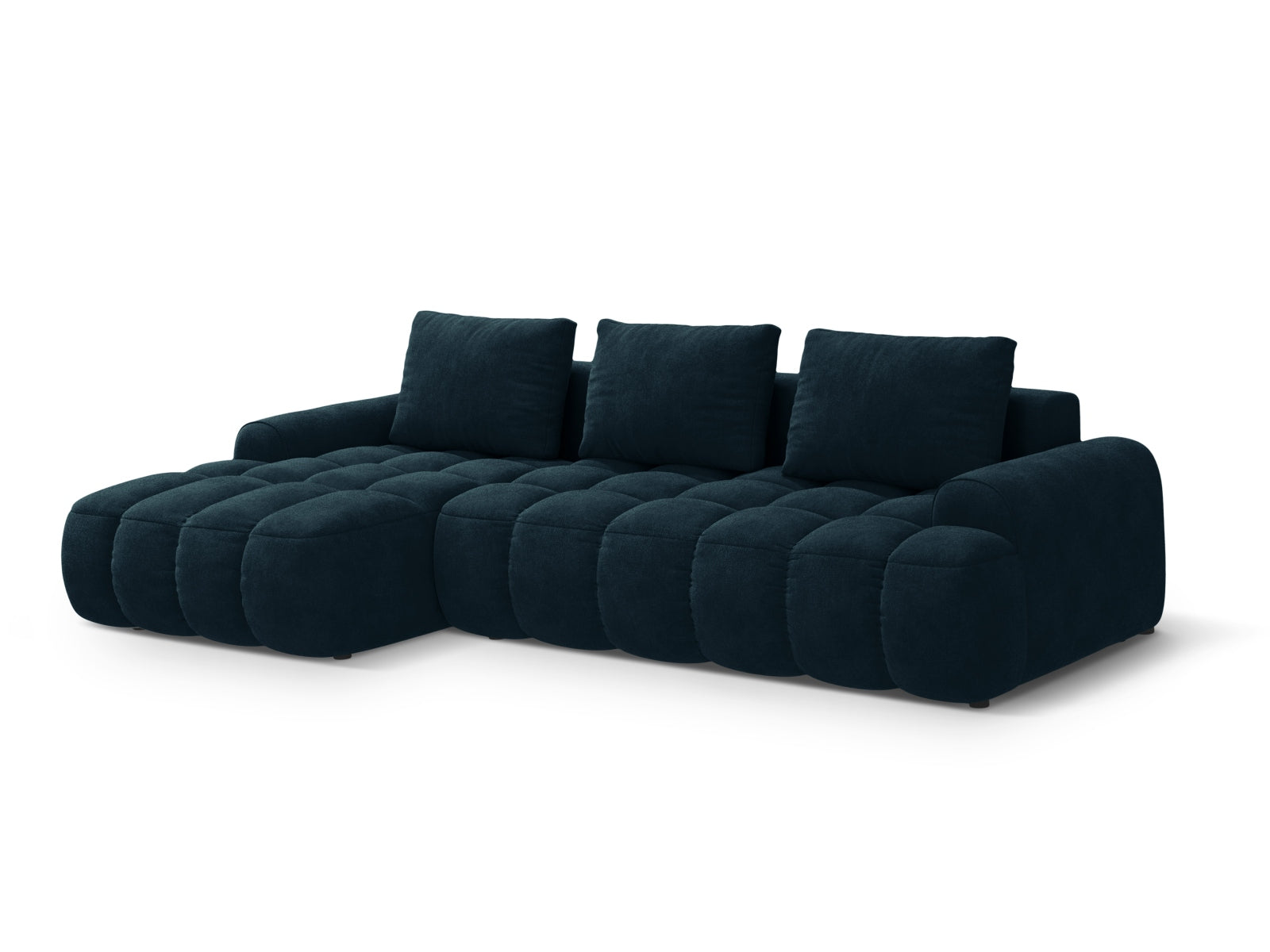 Erleben Sie das elegante Linz Velour Ecksofa links mit praktischer Schlaffunktion und Stauraum. Perfekt für stilvolle Wohnräume!