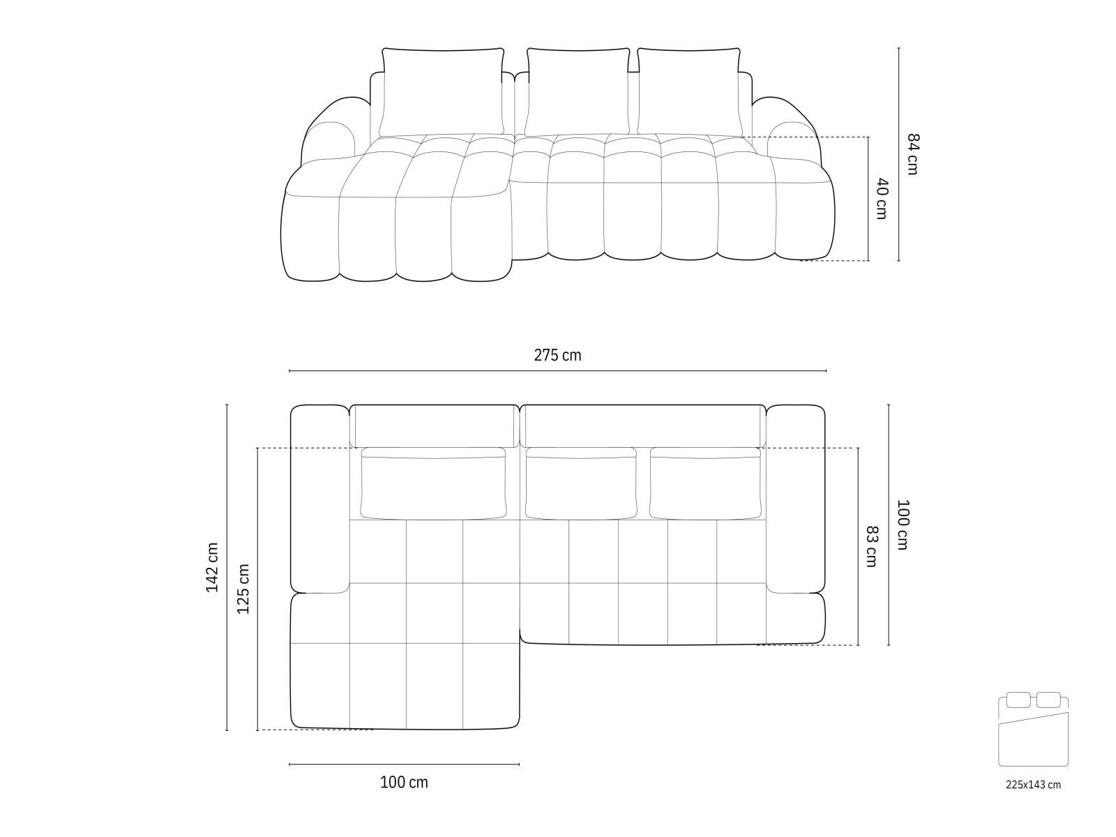Entdecken Sie das Linz Ecksofa links von Cosmopolitan Design: stilvolles 3-Sitzer Sofa mit cleverer Schlaffunktion und Stauraum für mehr Ordnung.