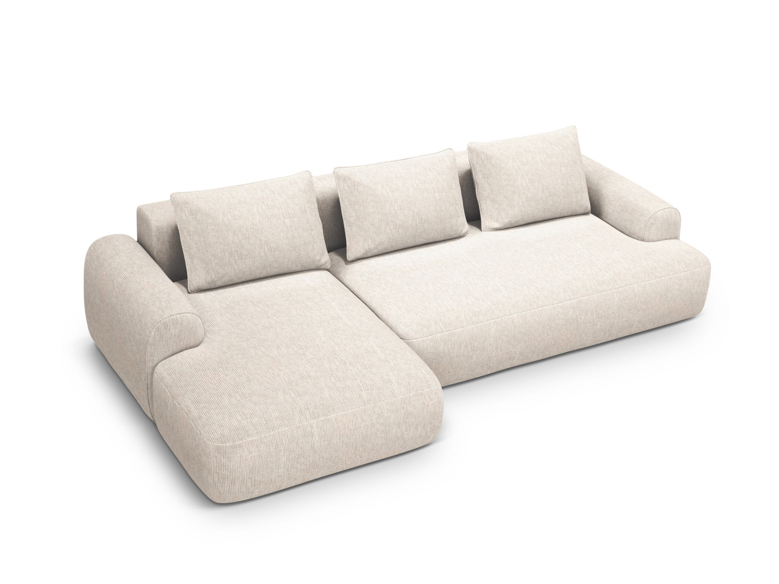 3-Sitzer Ecksofa links mit Schlaffunktion und Stauraum Calma in Light Beige-Baltimore präsentiert im Onlineshop von KAQTU Design AG. Bettsofa links ist von Cosmopolitan Design