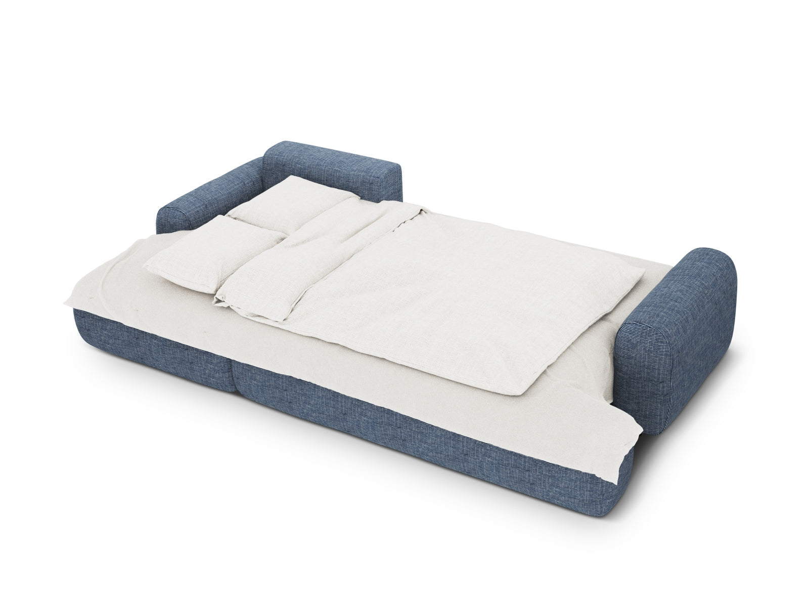 Elegantes 3-Sitzer Ecksofa links in Blue Melange-Baltimore, ideal für entspannte Abende und mit praktischem Stauraum für zusätzlichen Komfort.