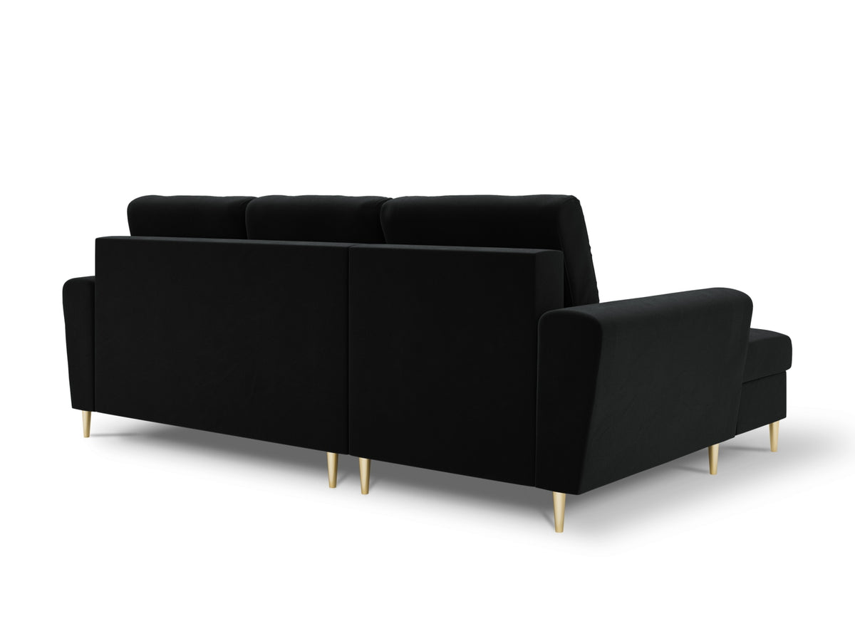 Kyoto Ecksofa links mit Schlaffunktion und Stauraumbox 4 Sitzer 145cm in Black-Riviera präsentiert im Onlineshop von KAQTU Design AG. Bettsofa links ist von Cosmopolitan Design