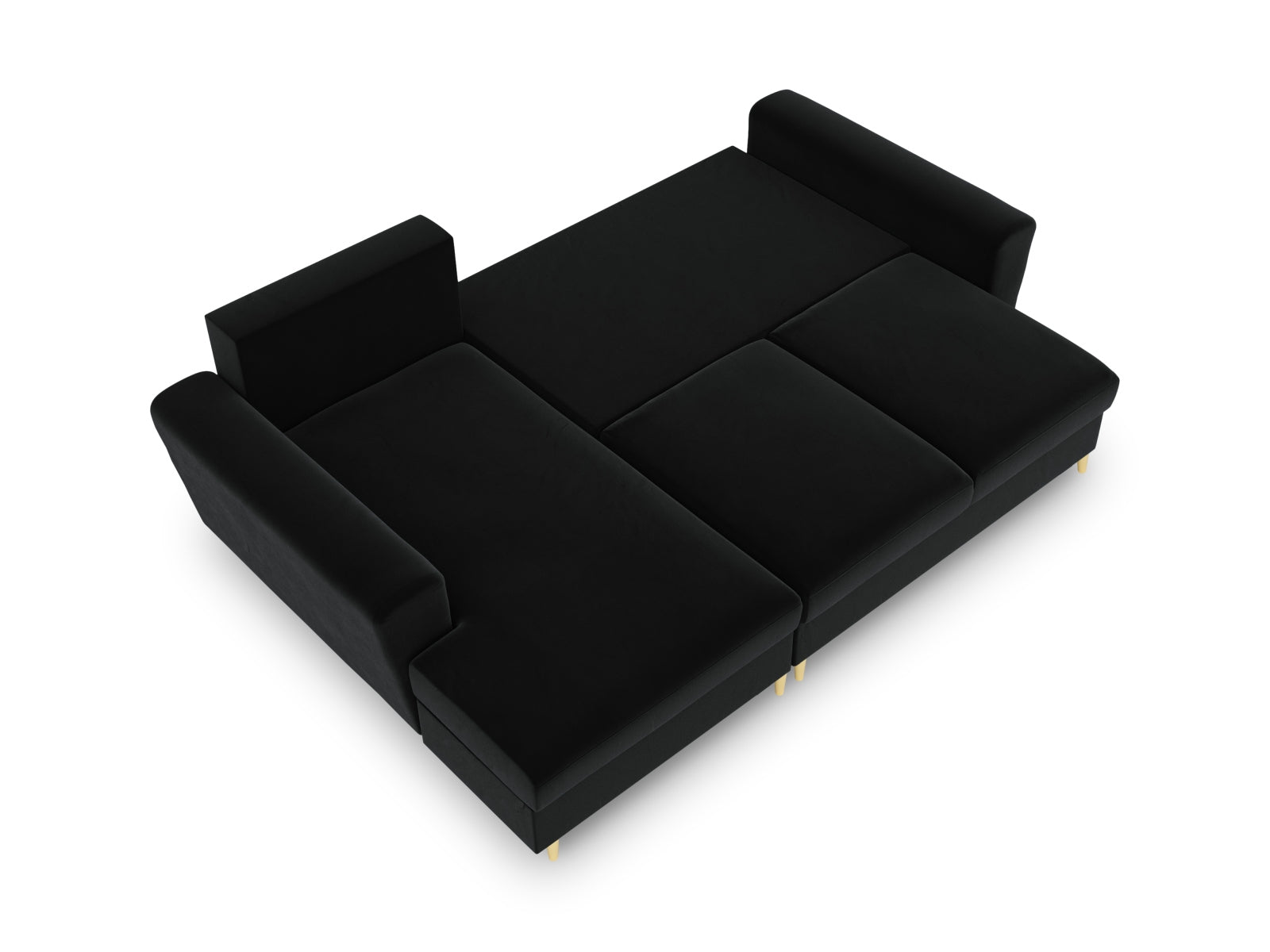 Elegantes Kyoto Ecksofa links mit Schlaffunktion und Stauraum, 4-Sitzer, 145 cm, ideal für stilvolle Wohnräume von Cosmopolitan Design.