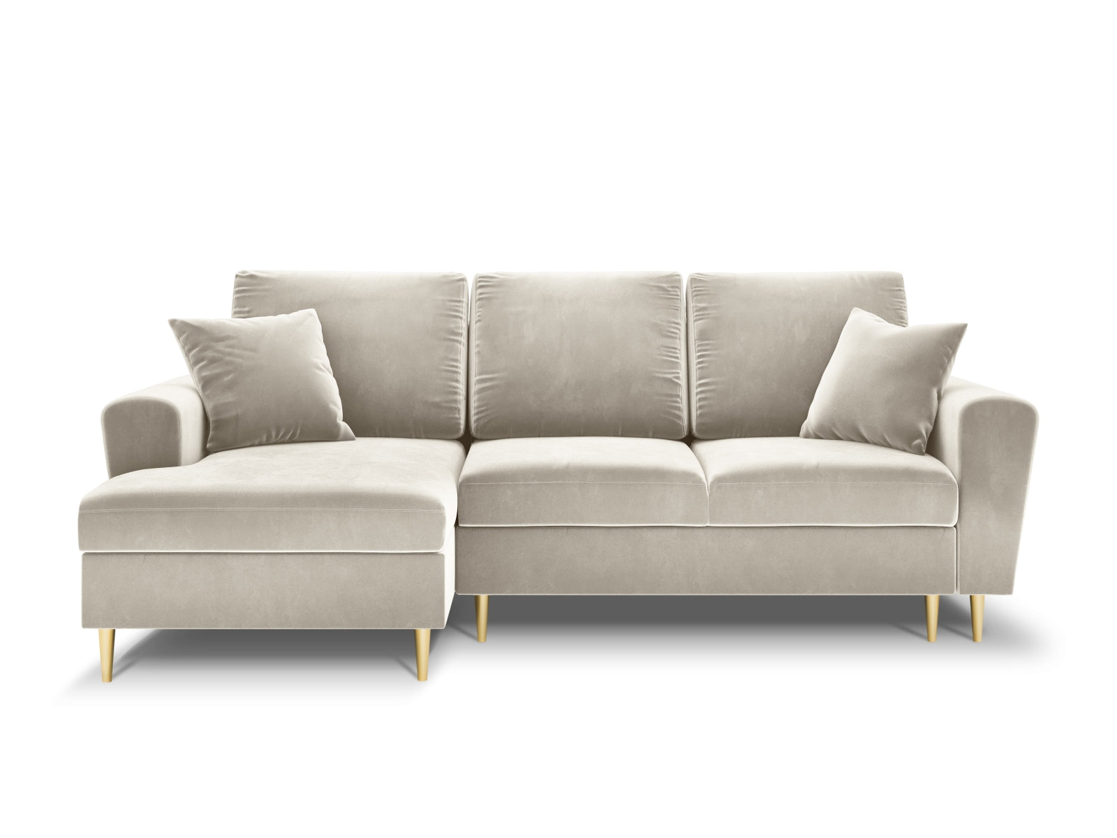 Stylisches Kyoto Ecksofa links mit Schlaffunktion und Stauraum, 4-Sitzer in elegantem Light Beige-Riviera, ideal für moderne Wohnräume.