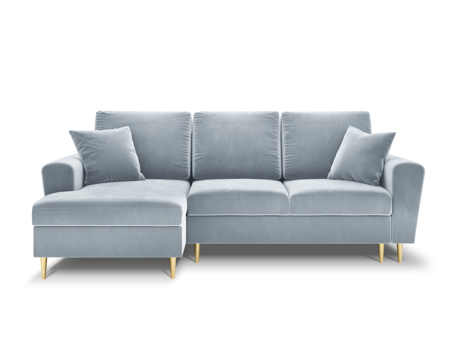 Stylisches Kyoto Ecksofa links in Light Blue-Riviera mit Schlaffunktion und Stauraum, ideal für moderne Wohnräume.