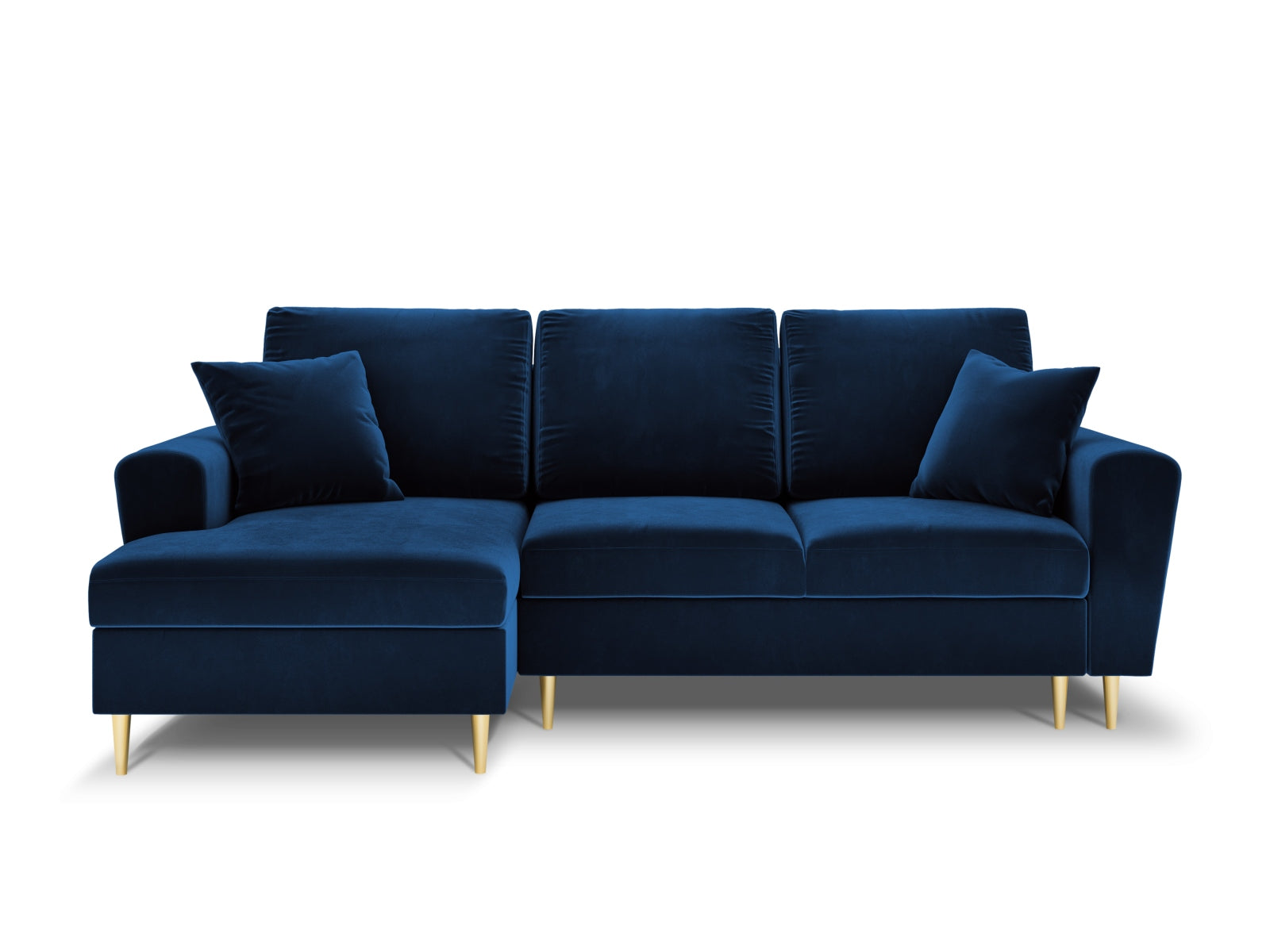 Stylisches Kyoto Ecksofa links in Royal Blue mit Schlaffunktion und Stauraum, ideal für moderne Wohnräume, 4-Sitzer, 145 cm.