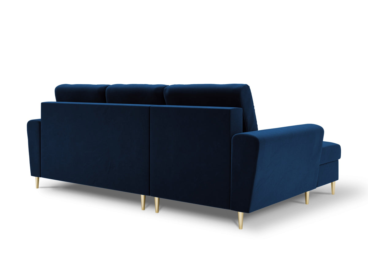 Kyoto Ecksofa links mit Schlaffunktion und Stauraumbox 4 Sitzer 145cm in Royal Blue-Riviera präsentiert im Onlineshop von KAQTU Design AG. Bettsofa links ist von Cosmopolitan Design