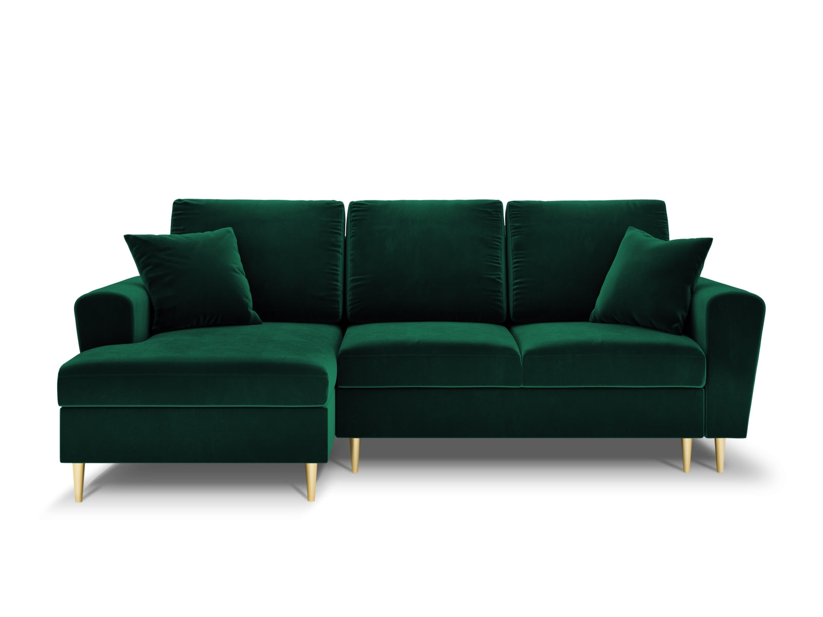 Stylisches Kyoto Ecksofa links in Bottle Green mit Schlaffunktion und Stauraum, ideal für moderne Wohnräume, 4-Sitzer, 145 cm.