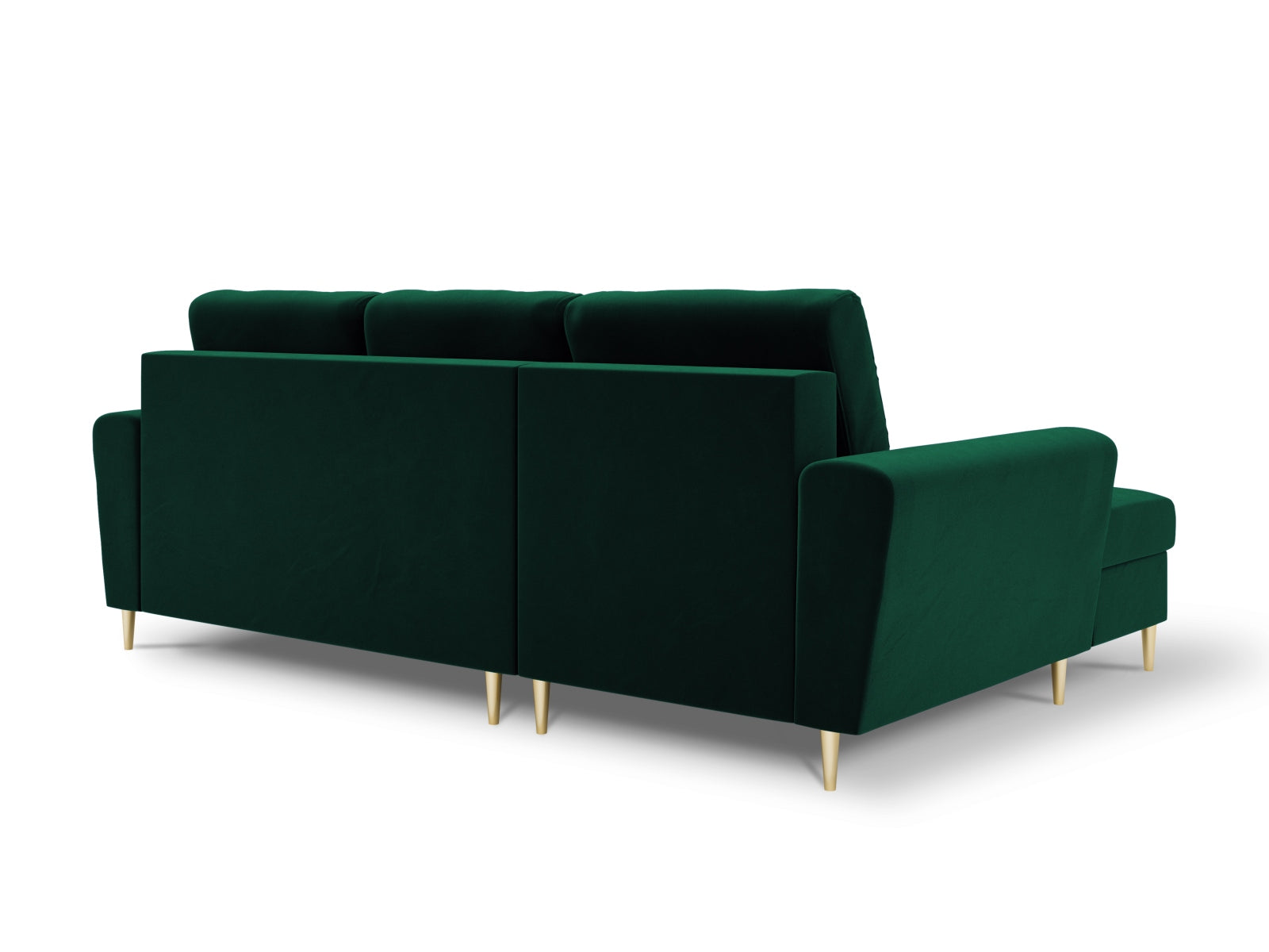 Kyoto Velour Ecksofa links mit Schlaffunktion und Stauraumbox 4 Sitzer 145cm in Bottle Green präsentiert im Onlineshop von KAQTU Design AG. Ecksofa links ist von Cosmopolitan Design