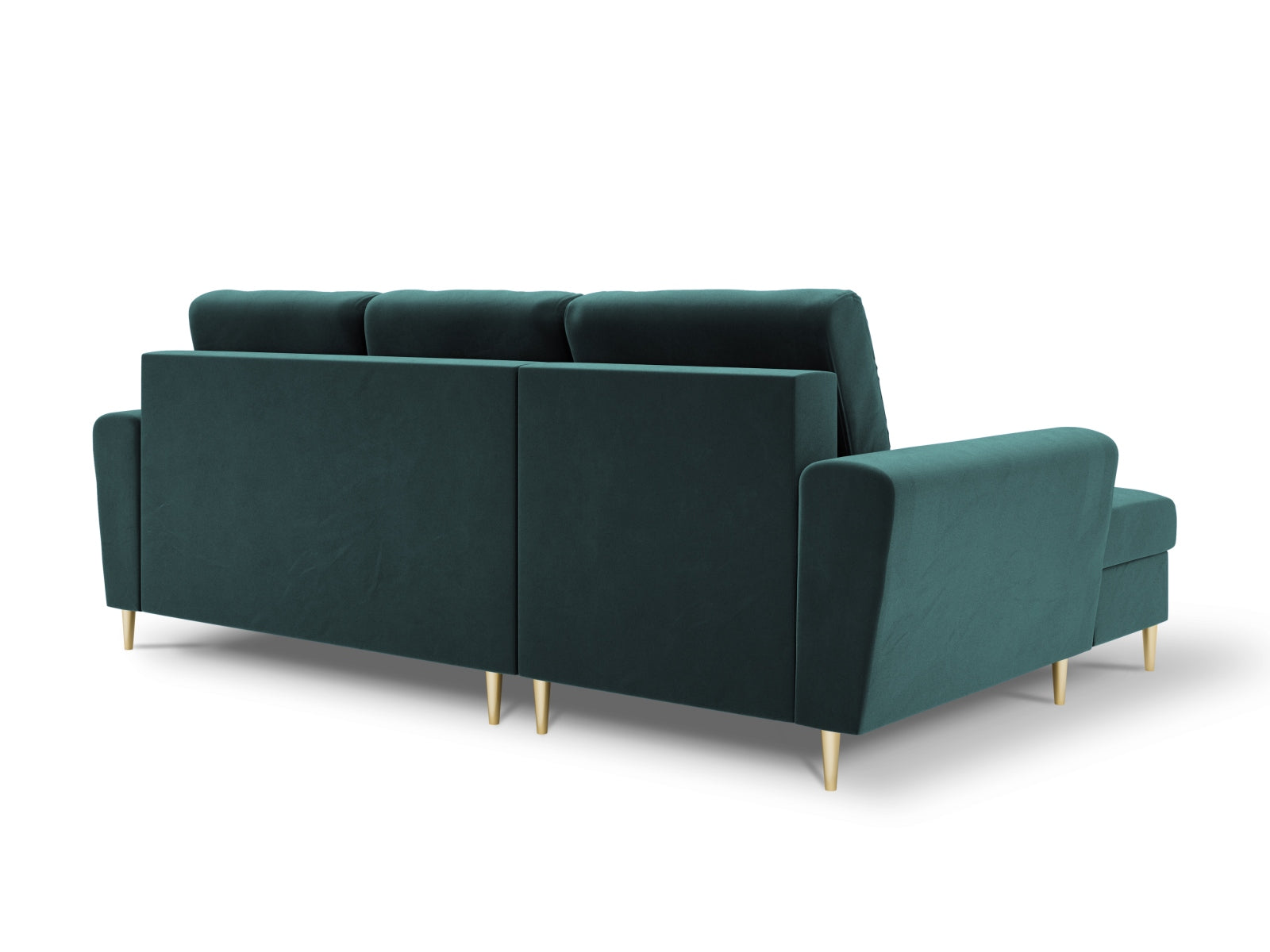 Stylisches Kyoto Ecksofa links mit Schlaffunktion und Stauraum, 4-Sitzer, 145 cm, in modernem Petrol-Riviera, ideal für gemütliche Wohnzimmer.
