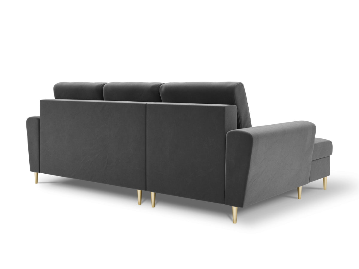 Kyoto Ecksofa links mit Schlaffunktion und Stauraumbox 4 Sitzer 145cm in Light Grey-Riviera präsentiert im Onlineshop von KAQTU Design AG. Bettsofa links ist von Cosmopolitan Design