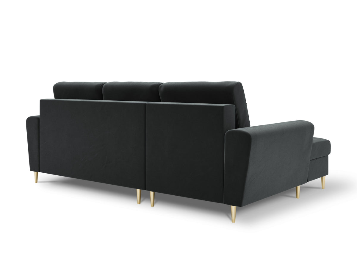 Kyoto Ecksofa links mit Schlaffunktion und Stauraumbox 4 Sitzer 145cm in Dark Grey-Riviera präsentiert im Onlineshop von KAQTU Design AG. Bettsofa links ist von Cosmopolitan Design