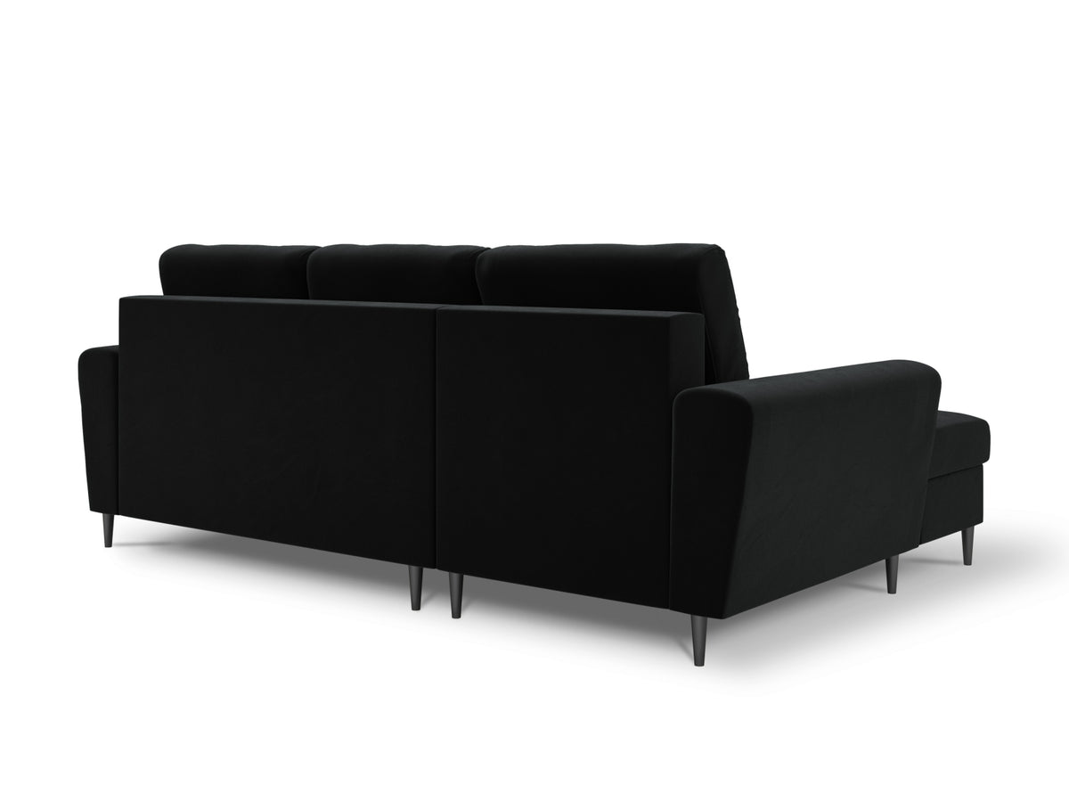 Kyoto Ecksofa links mit Schlaffunktion und Stauraumbox 4 Sitzer 145cm in Black-Riviera präsentiert im Onlineshop von KAQTU Design AG. Bettsofa links ist von Cosmopolitan Design