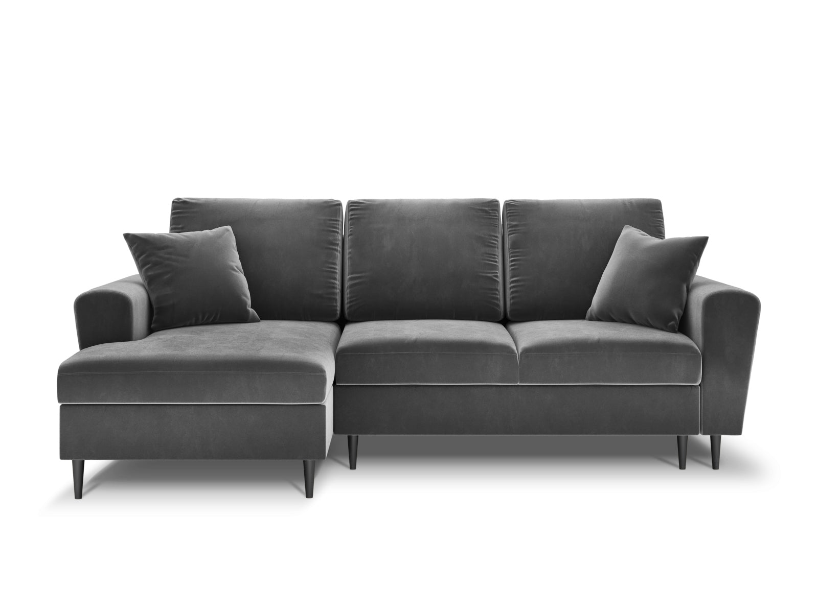 Modernes Kyoto Ecksofa links in zeitlosem Grau, 4-Sitzer mit cleverer Schlaffunktion und integriertem Stauraum für zusätzlichen Komfort.