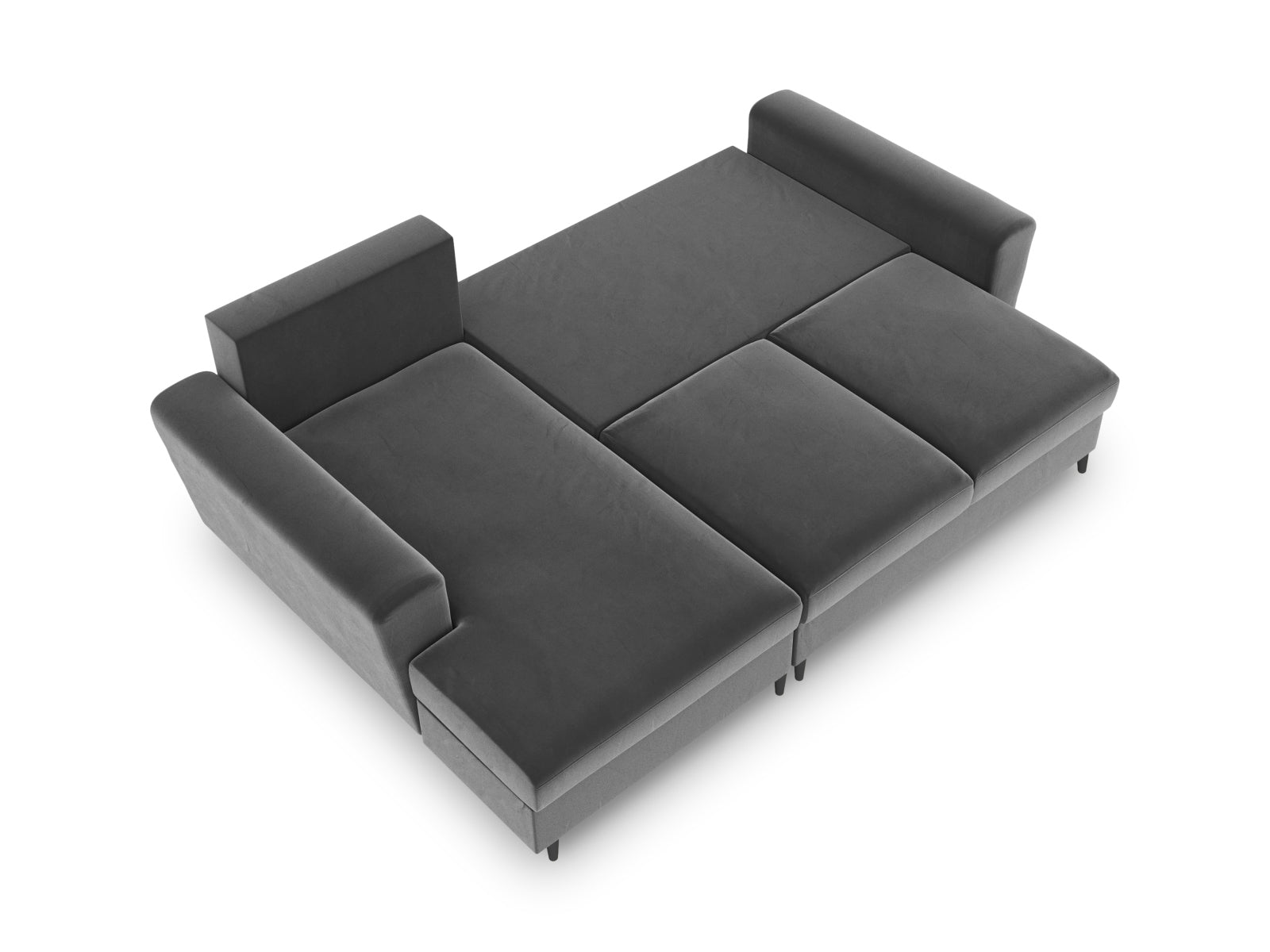Stylisches Kyoto Ecksofa links in elegantem Grau, 4-Sitzer mit praktischer Schlaffunktion und Stauraum für optimale Raumnutzung.