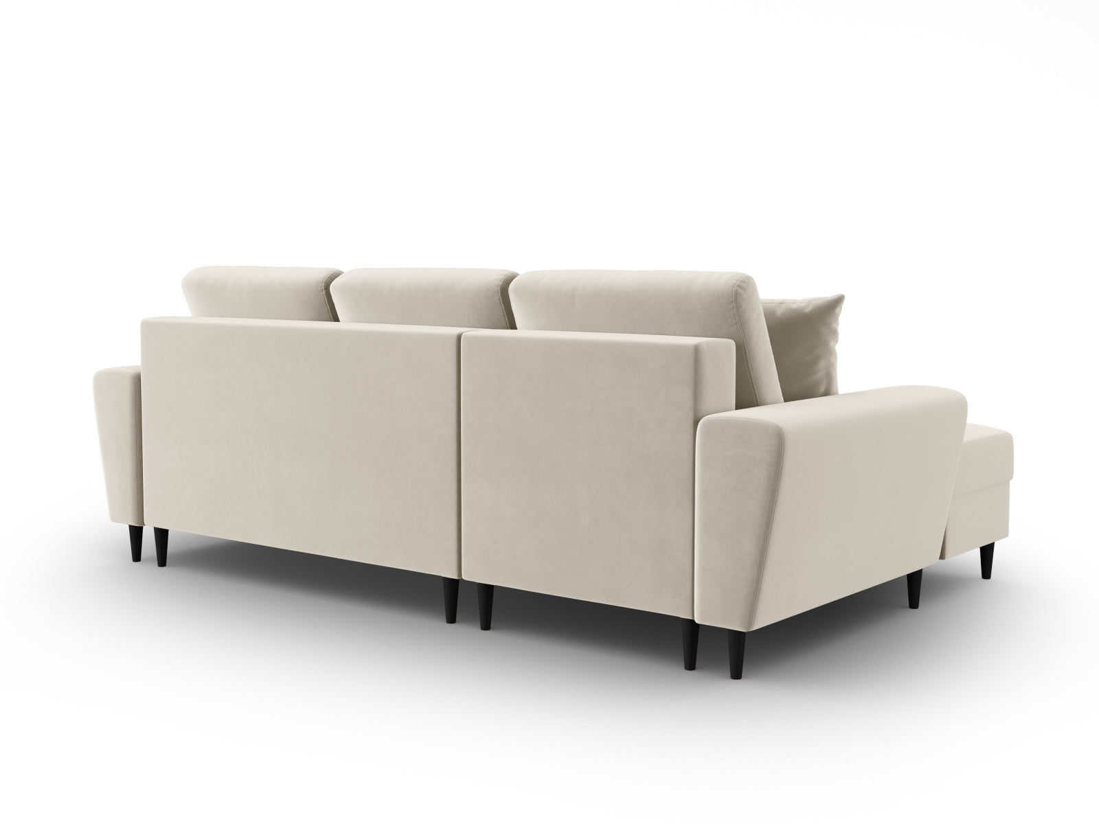 Erleben Sie das Kyoto Velour Ecksofa links – ein stilvolles 4-Sitzer Sofa mit Schlaffunktion und praktischer Stauraumbox für Ihr Zuhause.