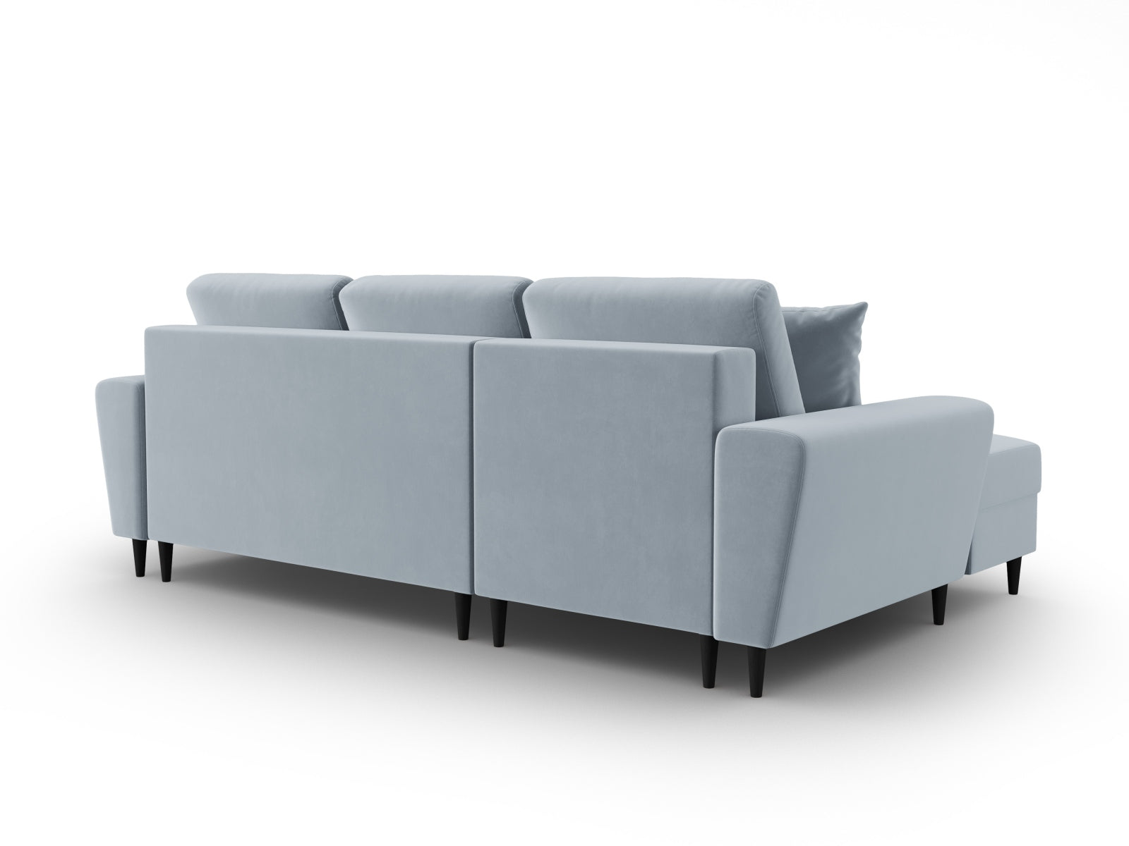 Erleben Sie das Kyoto Velour Ecksofa links – ein stilvolles 4-Sitzer Sofa mit Schlaffunktion und praktischer Stauraumbox für Ihr Zuhause.