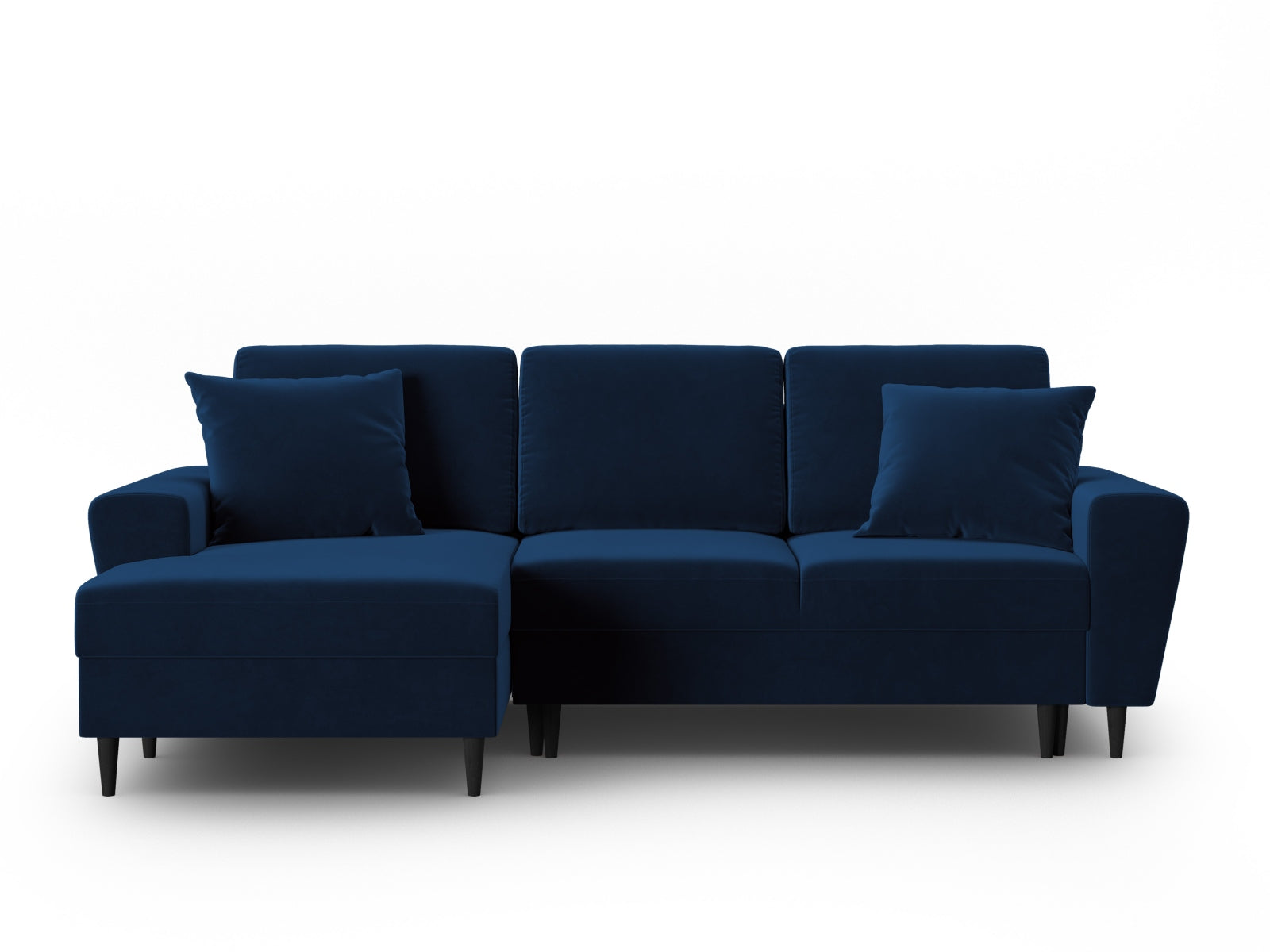 Kyoto Velour Ecksofa links mit Schlaffunktion und Stauraumbox 4 Sitzer 145cm in Royal Blue präsentiert im Onlineshop von KAQTU Design AG. Ecksofa links ist von Cosmopolitan Design