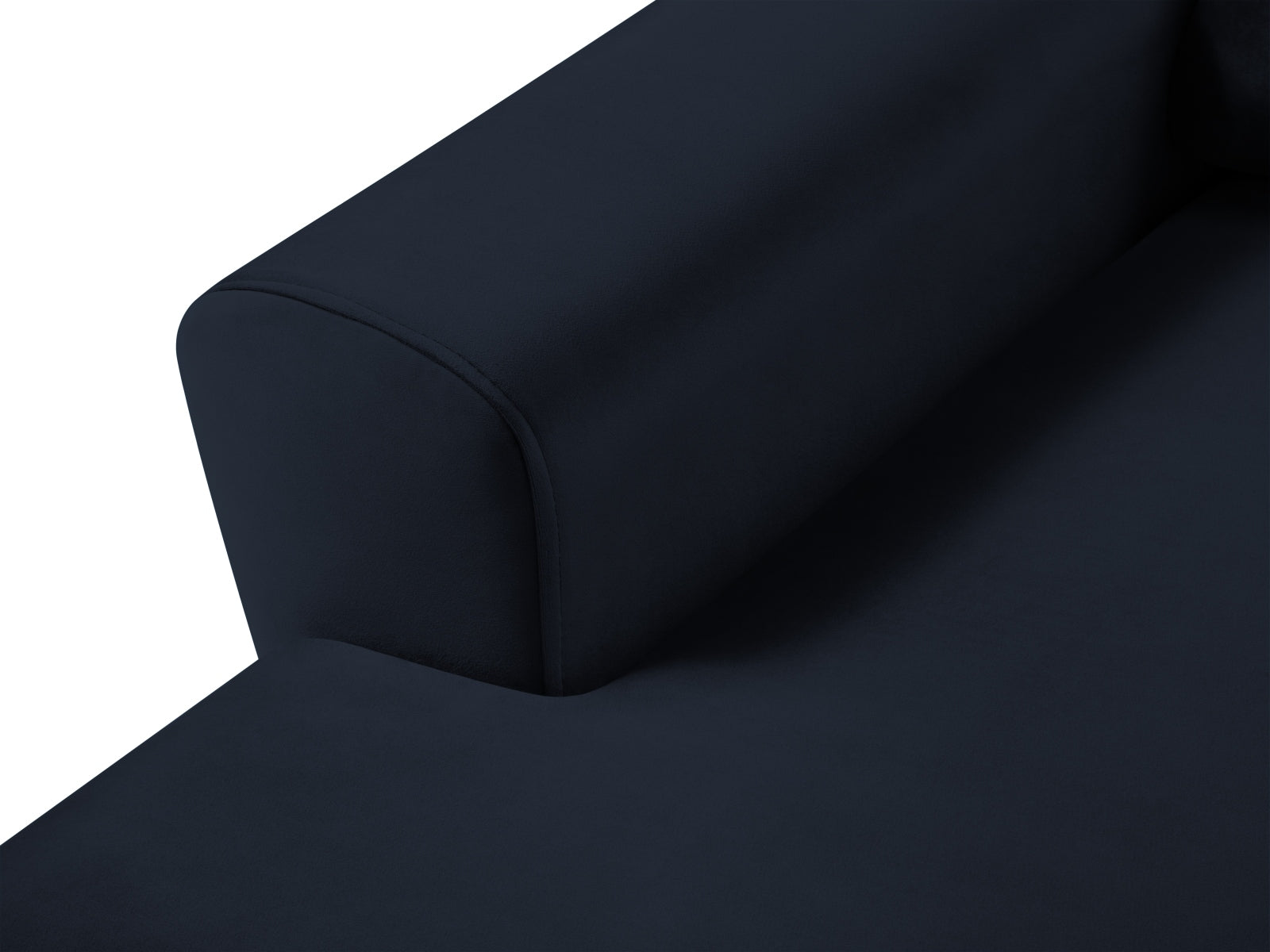 Elegantes Kyoto Ecksofa links in dunklem Blau, 4-Sitzer mit komfortabler Schlaffunktion und cleverem Stauraum für vielseitige Wohnlösungen.