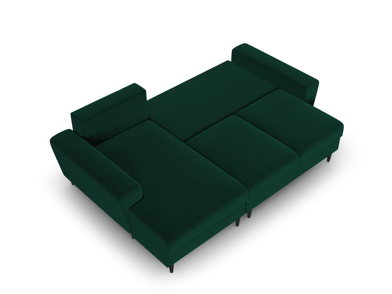 Stylisches Kyoto Ecksofa links in elegantem Dunkelgrün, ideal für 4 Personen, mit praktischer Schlaffunktion und integriertem Stauraum.