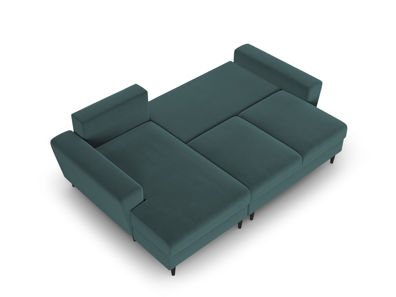 Stylisches Kyoto Ecksofa links mit Schlaffunktion und Stauraum, 4-Sitzer, 145 cm, in modernem Petrol-Riviera, ideal für gemütliche Stunden.