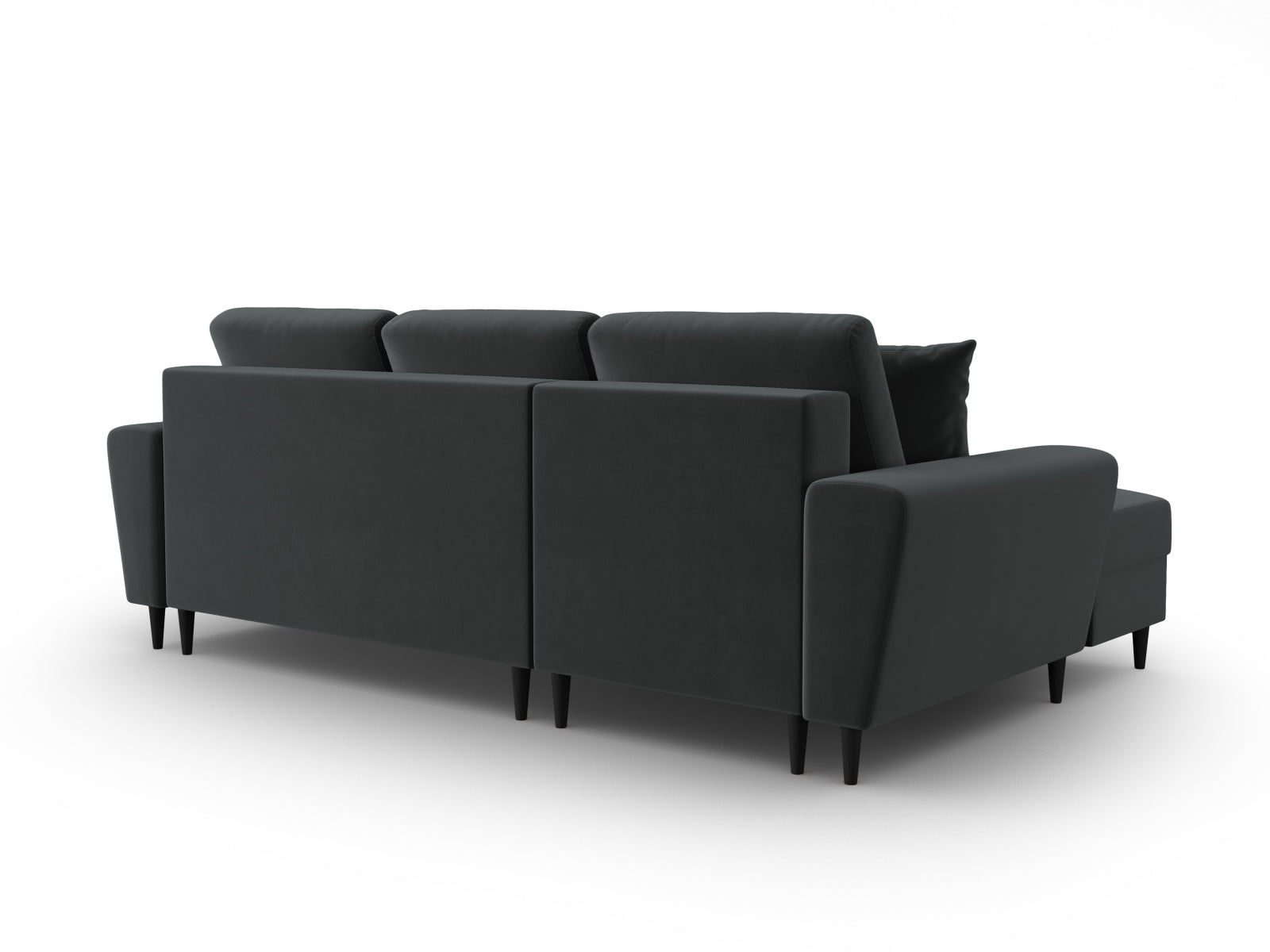 Stylisches Kyoto Ecksofa links in elegantem Dunkelgrau, 4-Sitzer mit praktischer Schlaffunktion und integriertem Stauraum für optimalen Komfort.