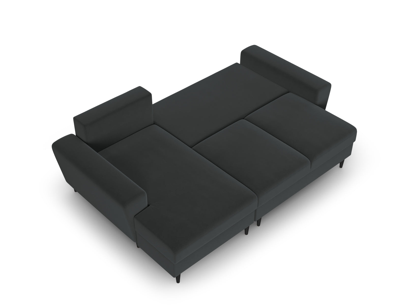Stylisches Kyoto Ecksofa links in elegantem Dunkelgrau, 4-Sitzer mit praktischer Schlaffunktion und integriertem Stauraum für optimalen Komfort.