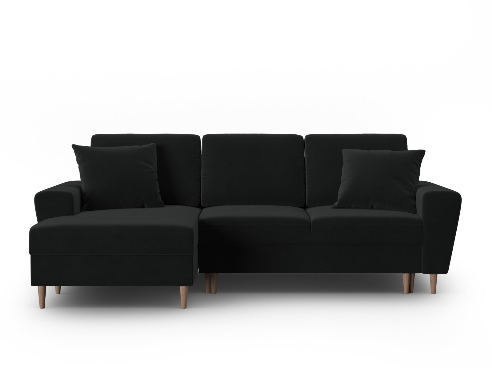 Erleben Sie das Kyoto Velour Ecksofa links – ein stilvolles 4-Sitzer Sofa mit Schlaffunktion und Stauraum, ideal für Ihr modernes Wohnzimmer.