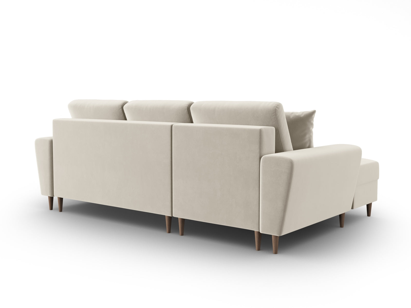 Erleben Sie das Kyoto Velour Ecksofa links – ein stilvolles 4-Sitzer Sofa mit Schlaffunktion und praktischer Stauraumbox für Ihr Zuhause.