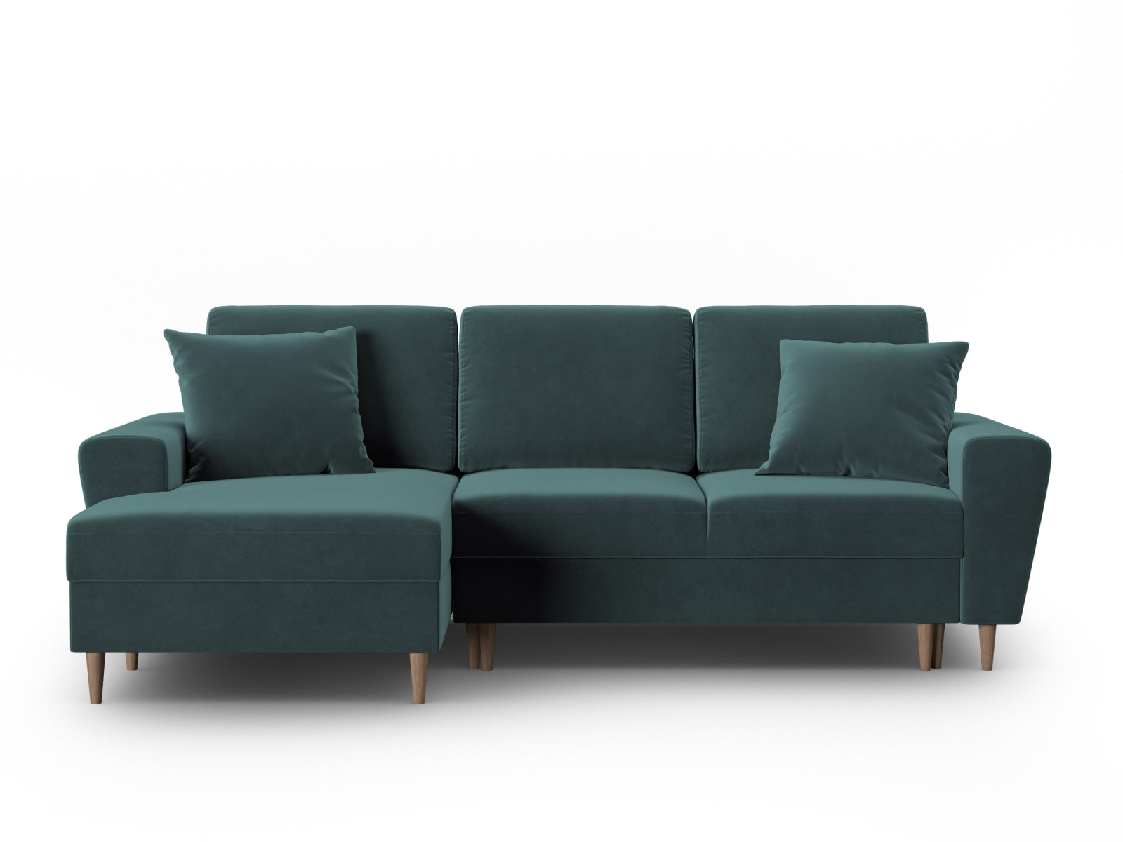 Entdecken Sie das elegante Kyoto Velour Ecksofa links – ein komfortables 4-Sitzer Sofa mit Schlaffunktion und praktischer Stauraumbox für Ihr modernes Zuhause.