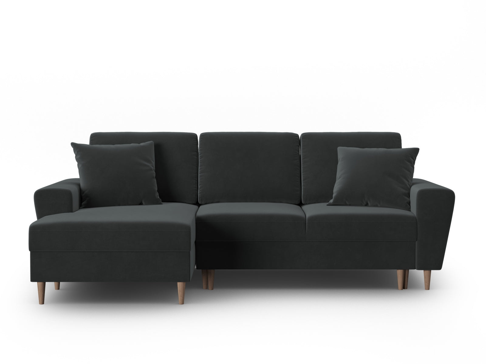Modernes Kyoto Ecksofa links, 4-Sitzer mit Schlafoption und integriertem Stauraum, ideal für gemütliche und platzsparende Wohnräume.
