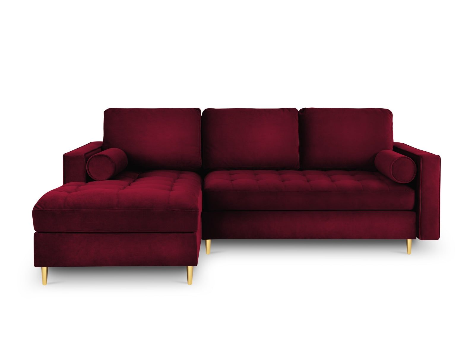 Modernes 5-Sitzer Ecksofa links Aspen mit Schlafoption und integriertem Stauraum, perfekt für stilvolle Wohnräume und Übernachtungsgäste.