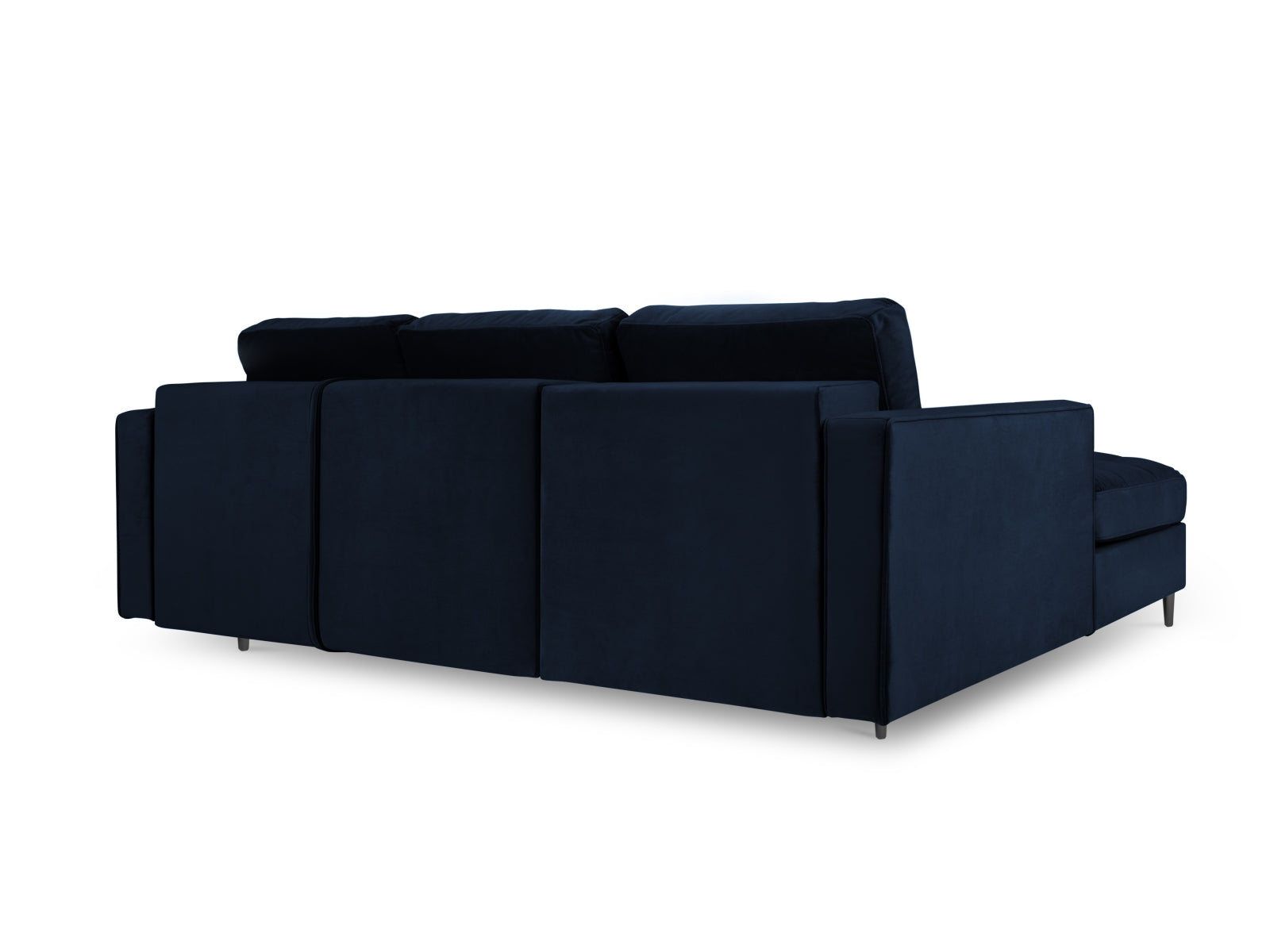 Elegantes 5-Sitzer Ecksofa links Aspen in Royal Blue, ideal für entspannte Abende, bietet Schlaffunktion und praktischen Stauraum.