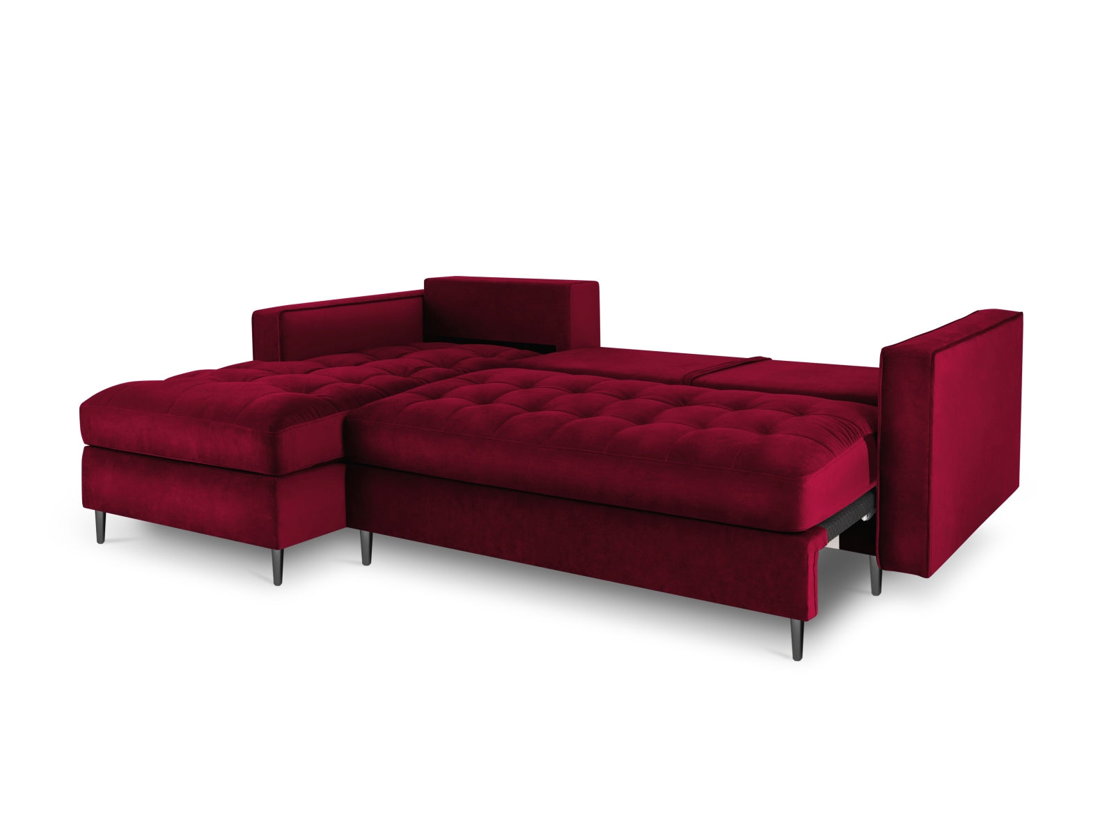Modernes 5-Sitzer Ecksofa links Aspen von Cosmopolitan Design, ausgestattet mit Schlaffunktion und Stauraum, perfekt für stilvolle Wohnräume.