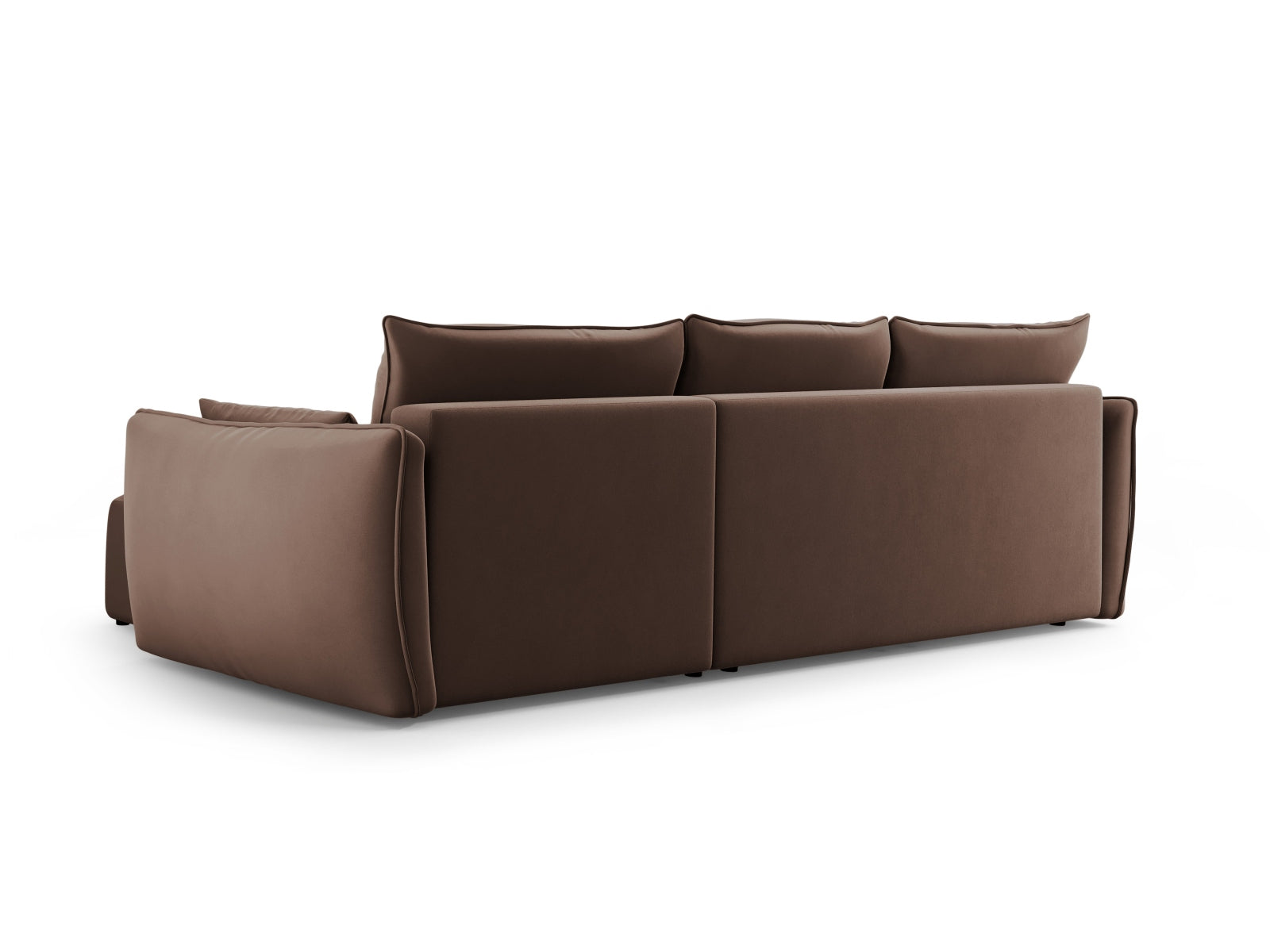 Stylisches 4-Sitzer Ecksofa links Matera in elegantem Braun, perfekt für gemütliche Stunden und bietet zusätzlichen Stauraum.