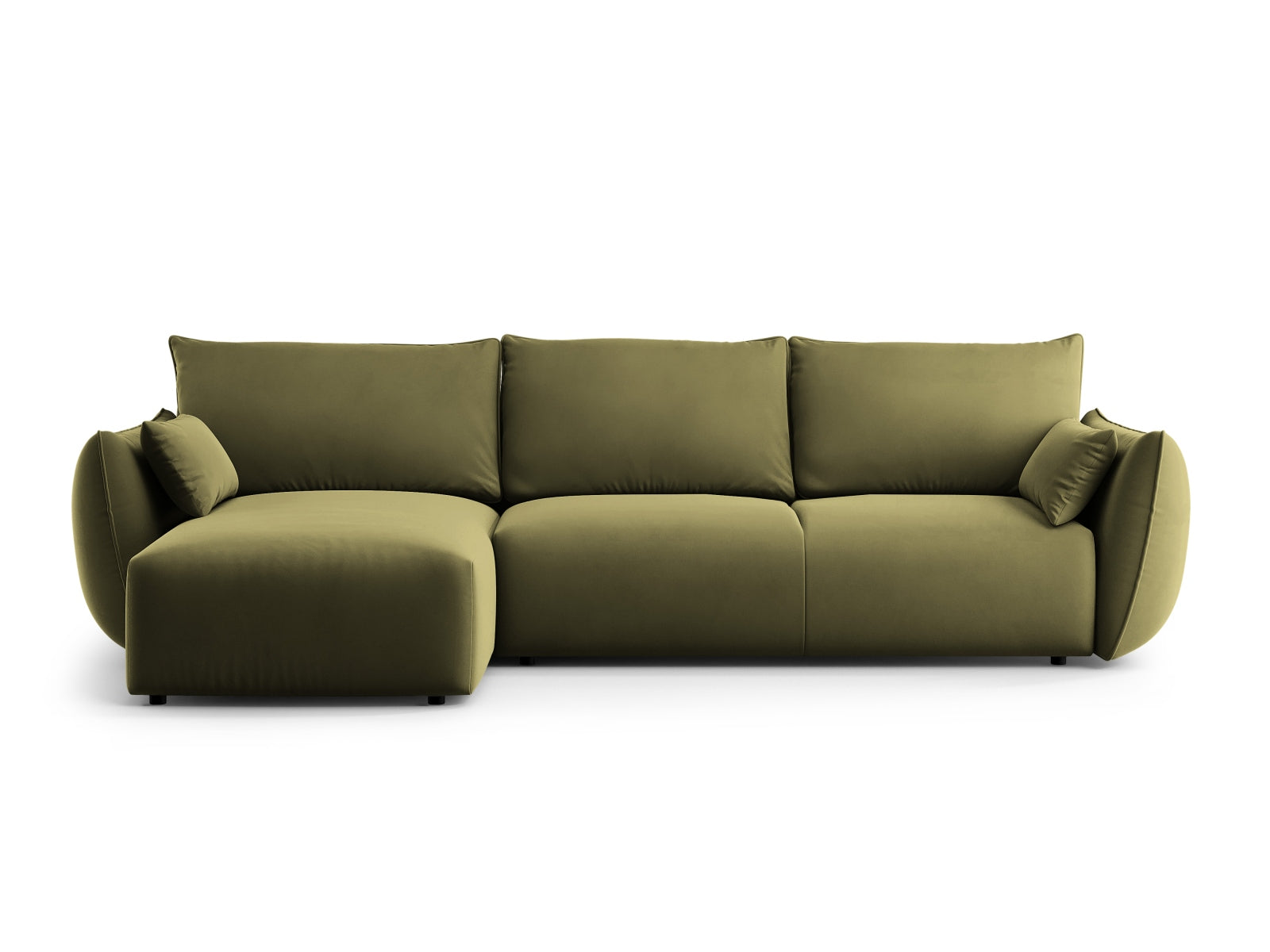 4-Sitzer Ecksofa links mit Schlaffunktion und Stauraum Matera in Green-Salvador präsentiert im Onlineshop von KAQTU Design AG. Bettsofa links ist von Cosmopolitan Design