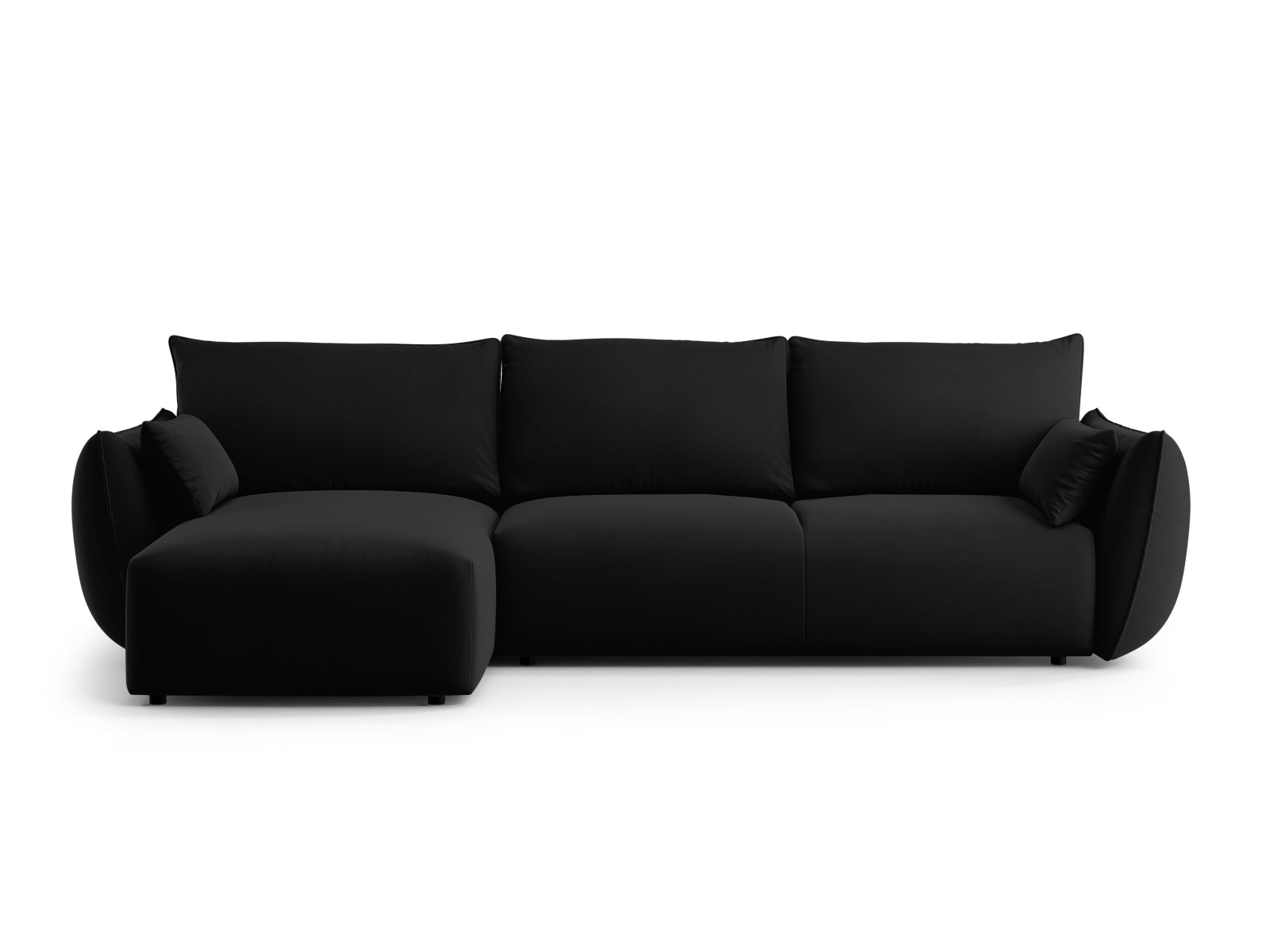 4-Sitzer Ecksofa links mit Schlaffunktion und Stauraum Matera in Black-Salvador präsentiert im Onlineshop von KAQTU Design AG. Bettsofa links ist von Cosmopolitan Design