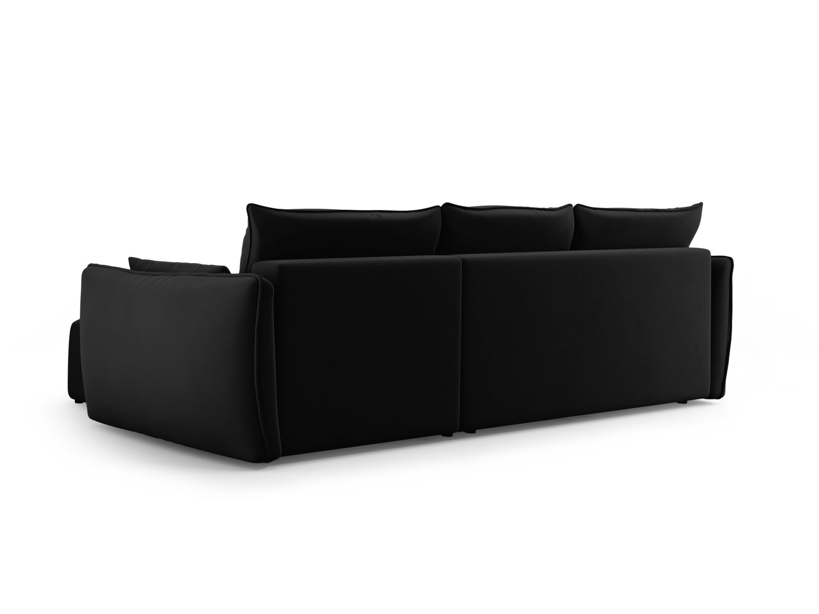 Stylisches 4-Sitzer Ecksofa links Matera in zeitlosem Schwarz, ideal für entspannte Stunden und als Schlafsofa mit zusätzlichem Stauraum.