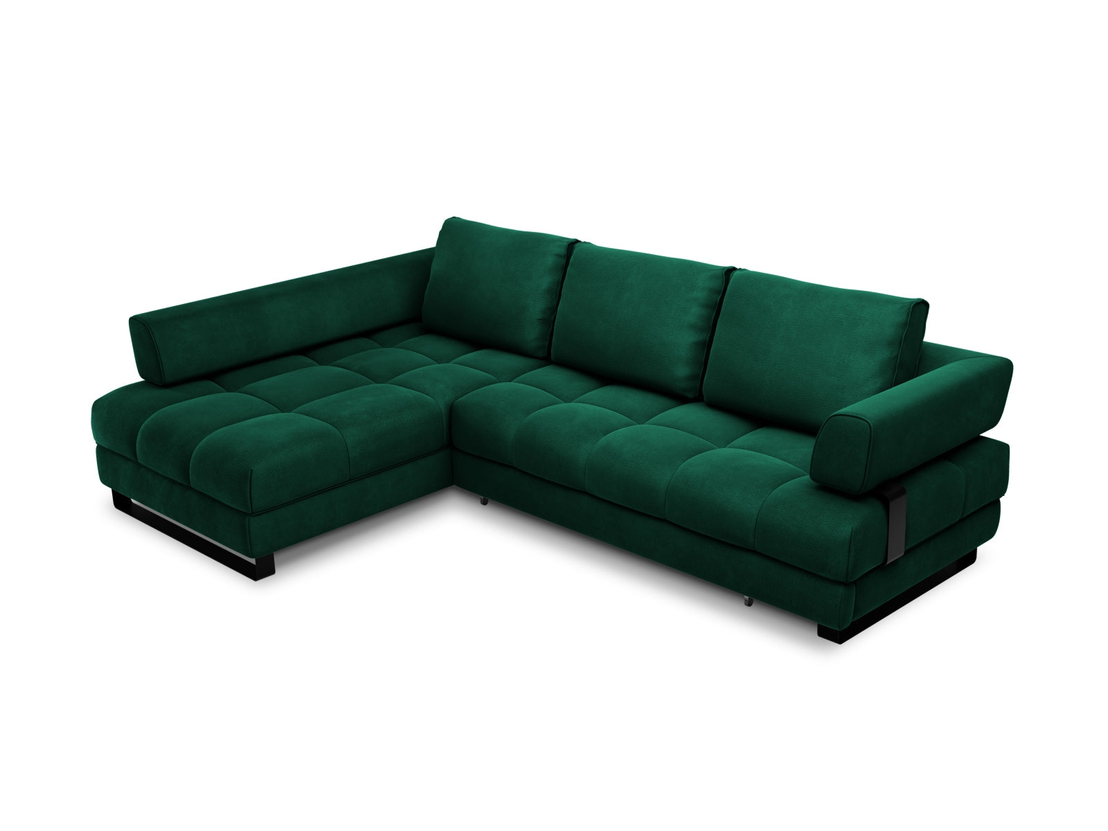 Clinton Velour links Ecksofa mit Schlaffunktion und Stauraum 5 Sitzer in Bottle Green präsentiert im Onlineshop von KAQTU Design AG. Ecksofa links ist von Cosmopolitan Design