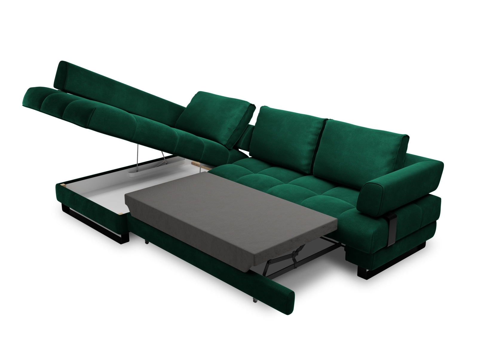 Entdecken Sie das Clinton Velour Ecksofa von Cosmopolitan Design: elegantes 5-Sitzer Sofa mit praktischer Schlaffunktion und grosszügigem Stauraum!