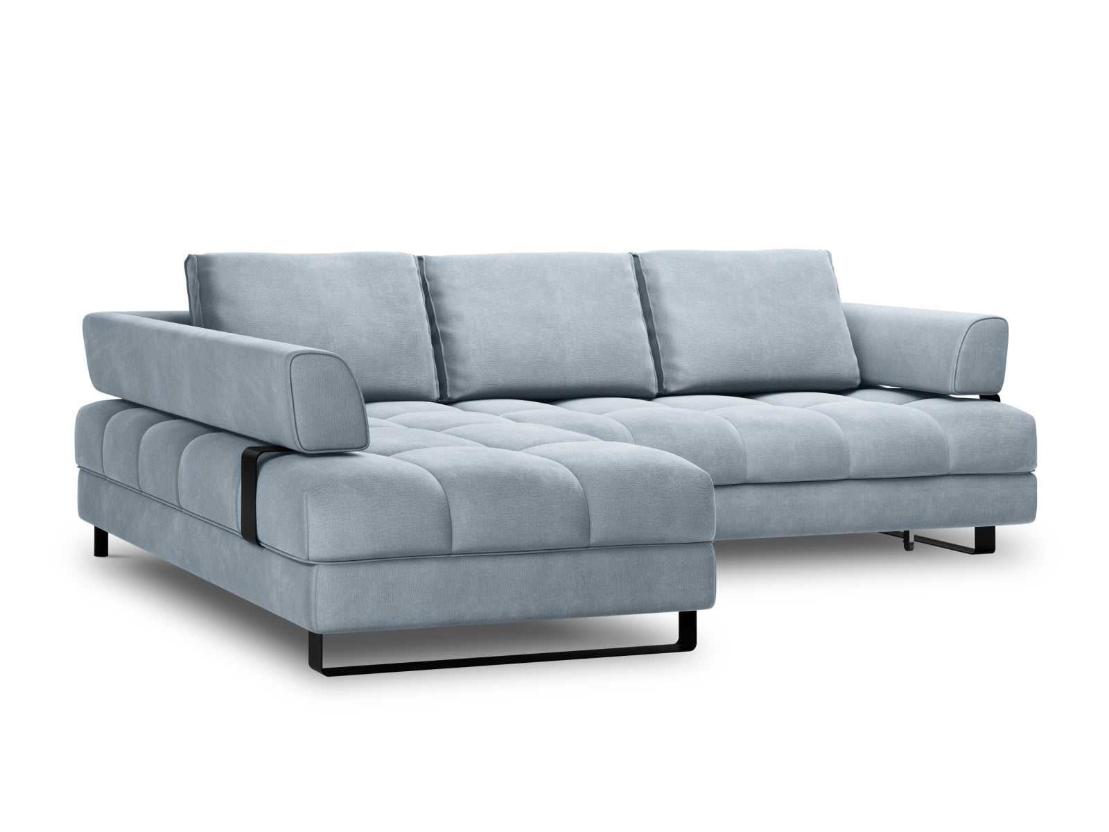 Entdecken Sie das Clinton Velour Ecksofa von Cosmopolitan Design: elegantes 5-Sitzer Sofa mit praktischer Schlaffunktion und grosszügigem Stauraum!