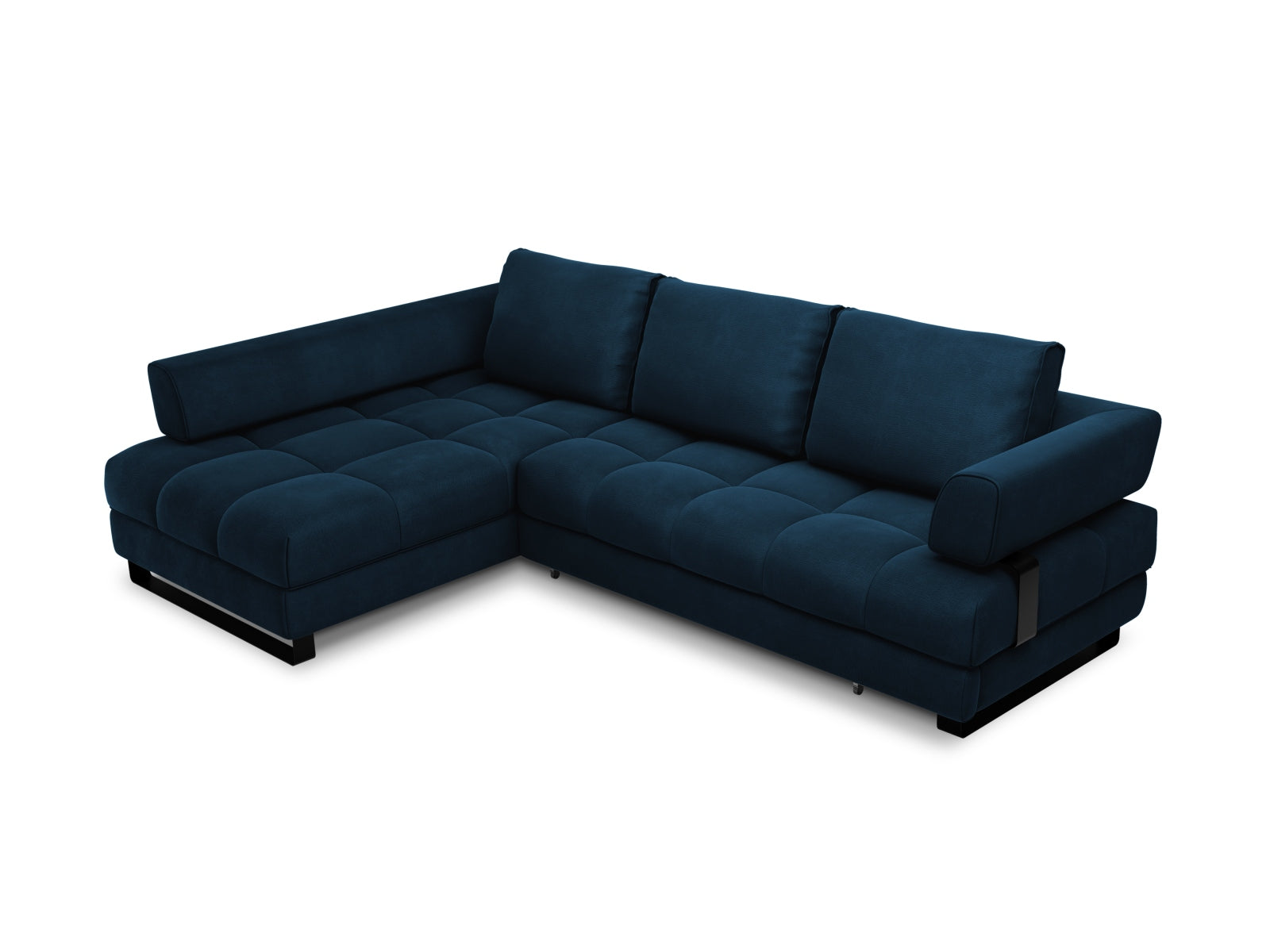 Clinton Velour links Ecksofa mit Schlaffunktion und Stauraum 5 Sitzer in Royal Blue präsentiert im Onlineshop von KAQTU Design AG. Ecksofa links ist von Cosmopolitan Design
