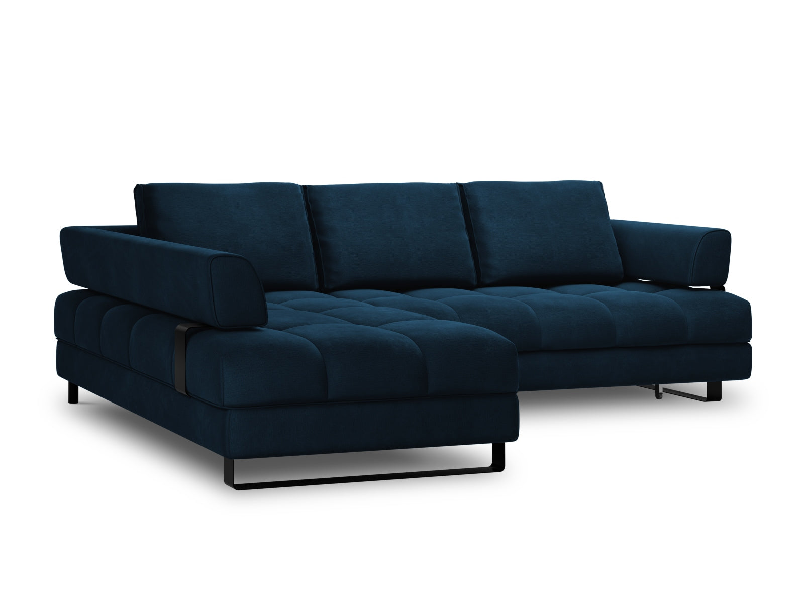 Erleben Sie das Clinton Velour Ecksofa von Cosmopolitan Design: stilvolles 5-Sitzer Sofa mit komfortabler Schlaffunktion und viel Stauraum!