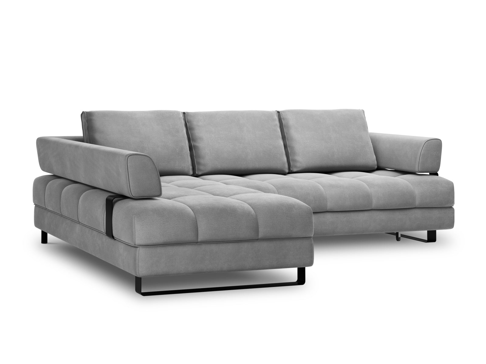 Entdecken Sie das Clinton Velour Ecksofa von Cosmopolitan Design: elegantes 5-Sitzer Sofa mit praktischer Schlaffunktion und grosszügigem Stauraum!