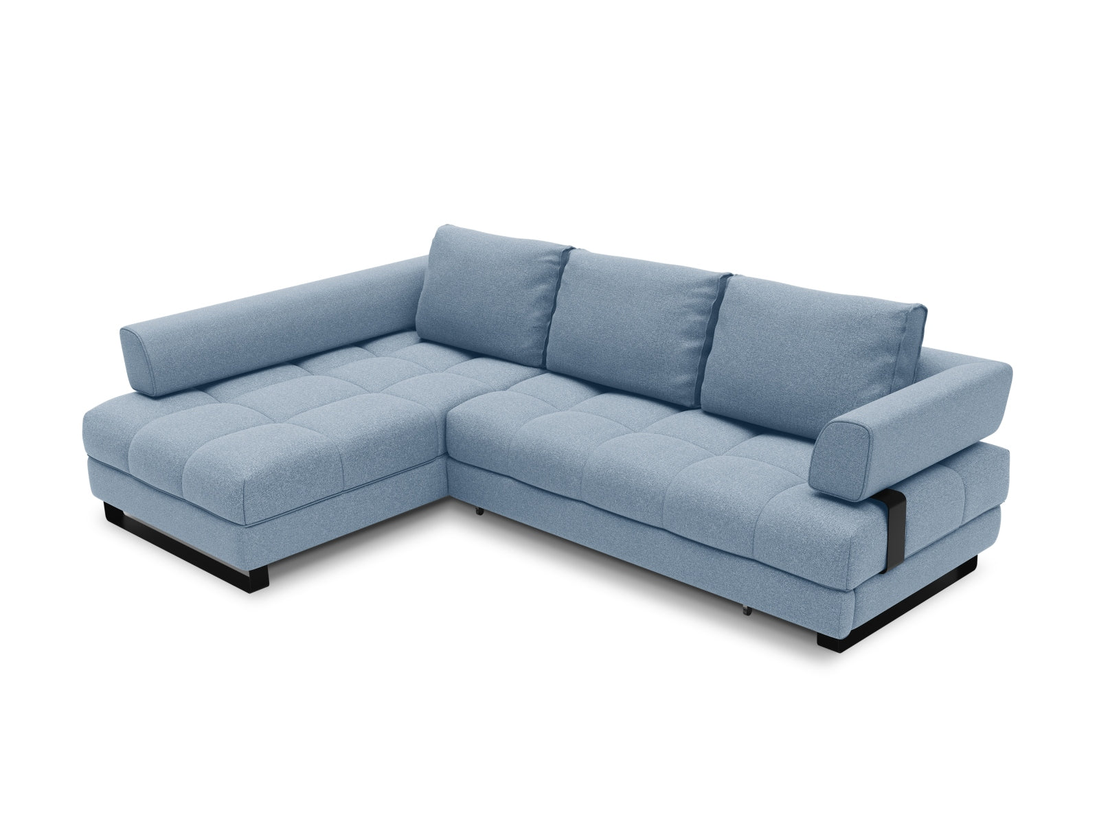 Clinton Ecksofa links mit Schlaffunktion Stauraum 5 Sitzer in Blue präsentiert im Onlineshop von KAQTU Design AG. Ecksofa links ist von Cosmopolitan Design