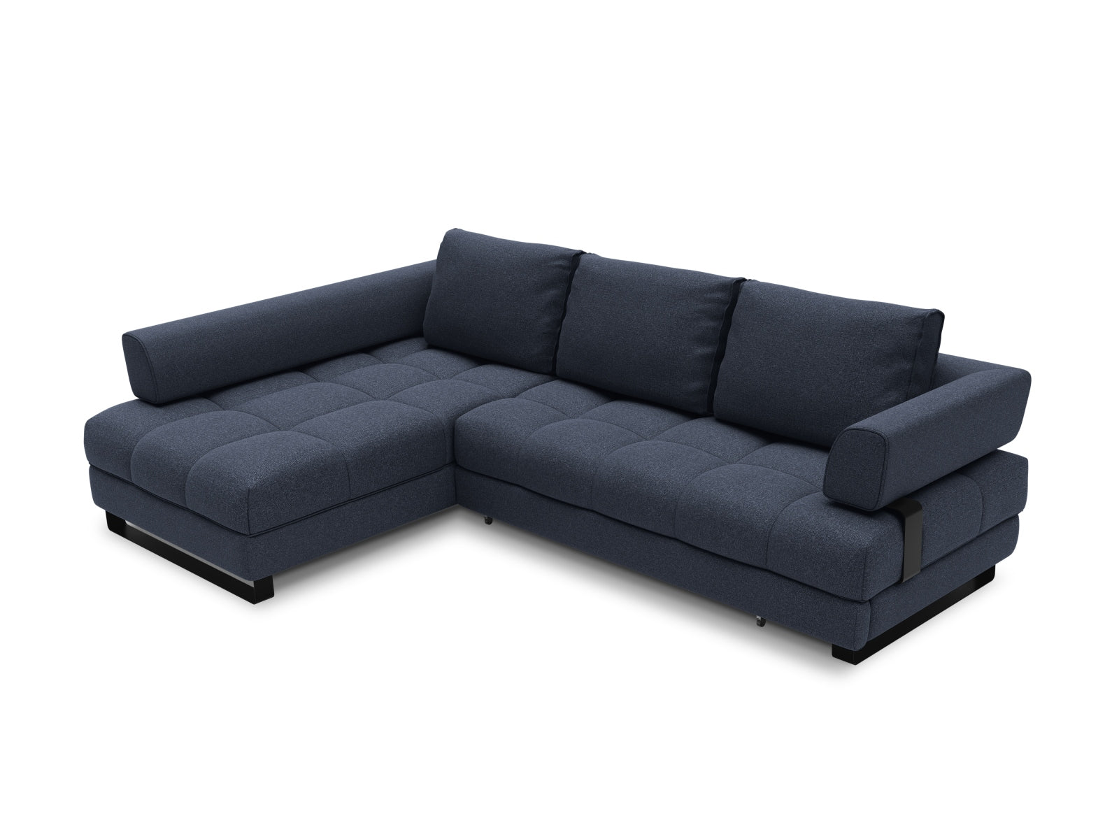 Clinton Ecksofa links mit Schlaffunktion Stauraum 5 Sitzer in Dark Blue präsentiert im Onlineshop von KAQTU Design AG. Ecksofa links ist von Cosmopolitan Design