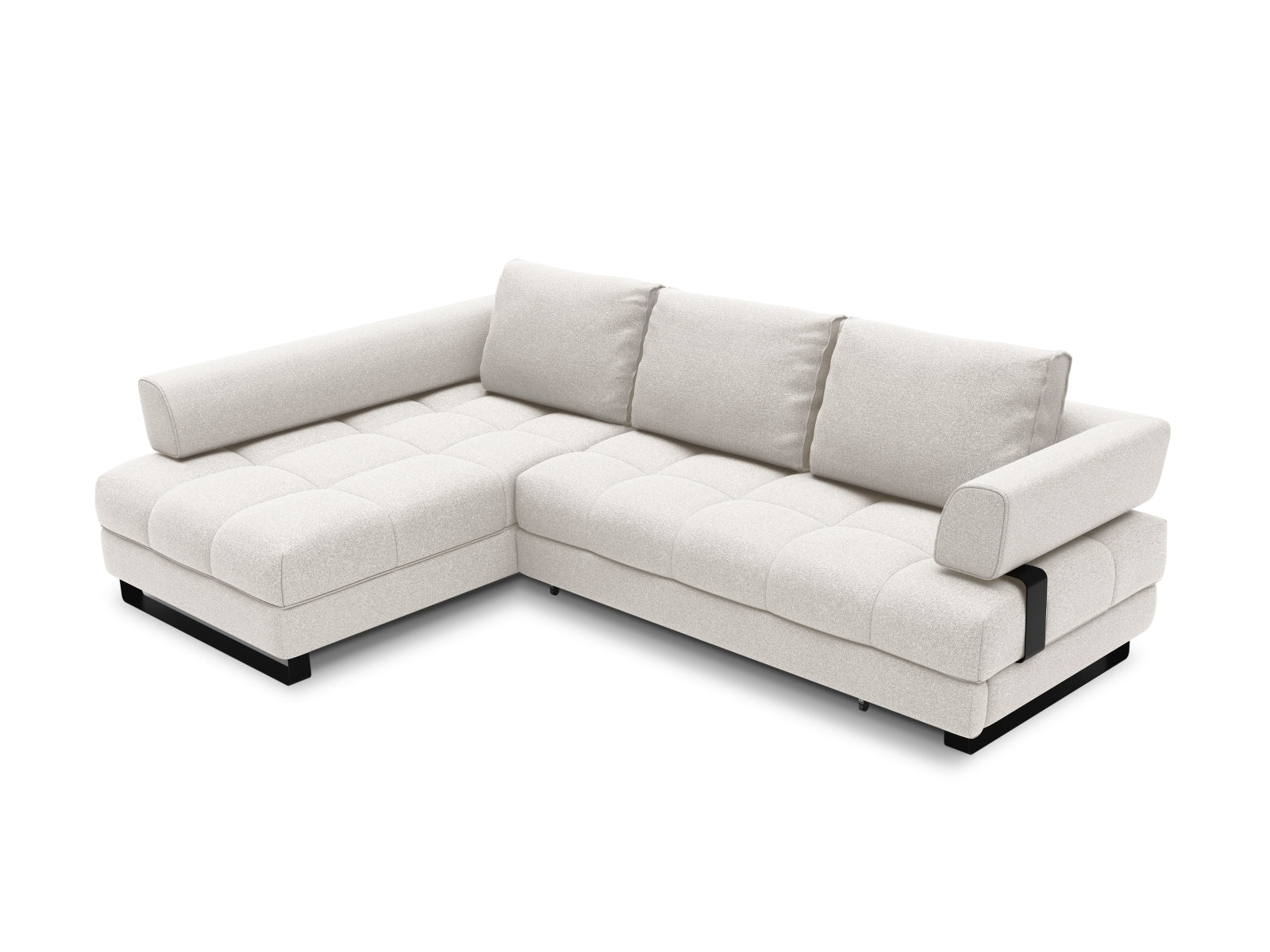 Clinton Ecksofa links mit Schlaffunktion Stauraum 5 Sitzer in Light Grey präsentiert im Onlineshop von KAQTU Design AG. Ecksofa links ist von Cosmopolitan Design