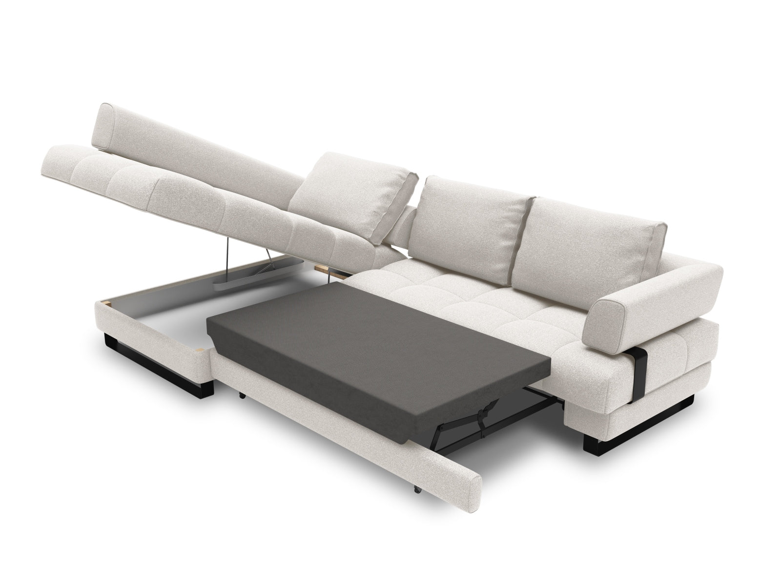 Erleben Sie das Clinton Ecksofa von Cosmopolitan Design: stilvolles 5-Sitzer Sofa mit Schlaffunktion und viel Stauraum für Ihr modernes Zuhause!