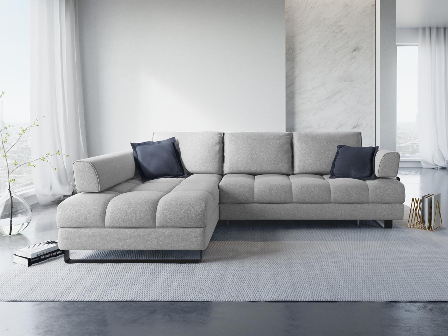 Erleben Sie das Clinton Ecksofa von Cosmopolitan Design: stilvolles 5-Sitzer Sofa mit Schlaffunktion und viel Stauraum für Ihr modernes Zuhause!