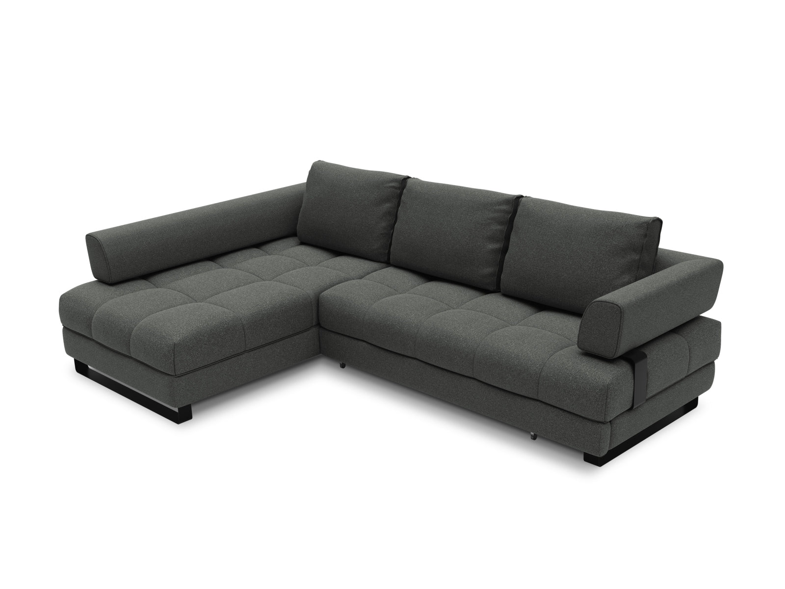Clinton Ecksofa links mit Schlaffunktion Stauraum 5 Sitzer in Dark Grey präsentiert im Onlineshop von KAQTU Design AG. Ecksofa links ist von Cosmopolitan Design